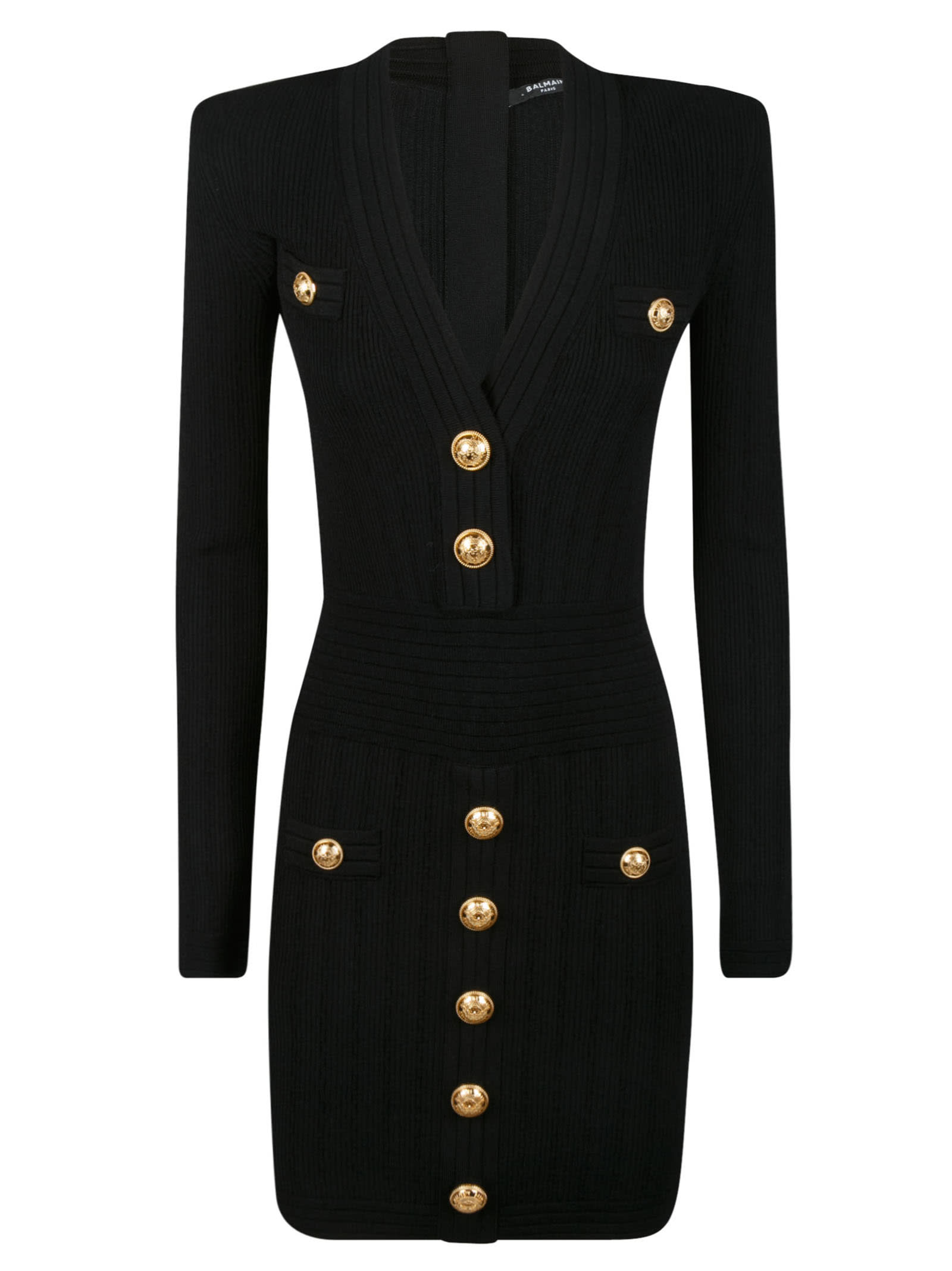 Balmain Back Zip Button-embellished Dress