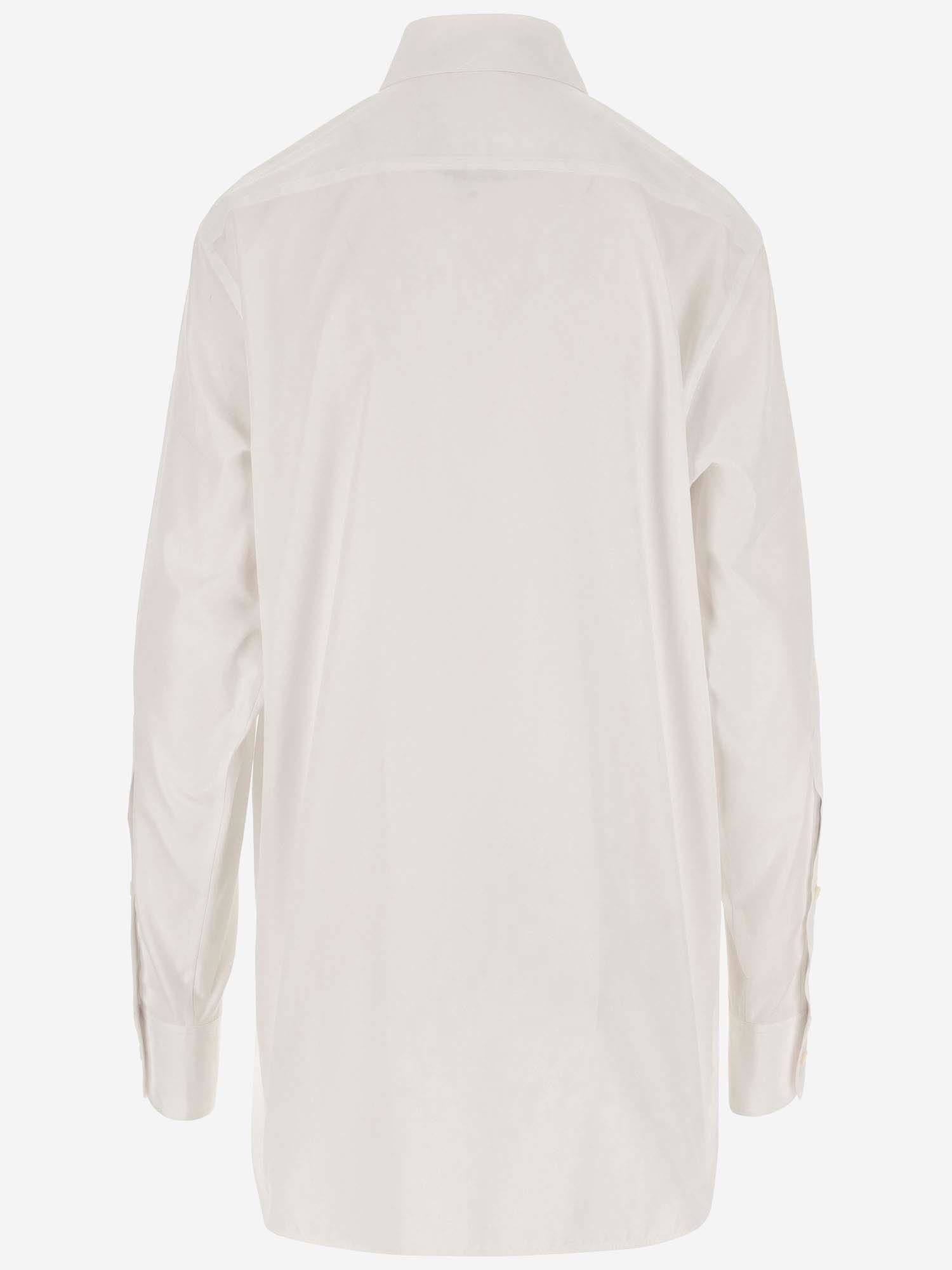 Shop Stella Mccartney Cotton Shirt With Rhinestones In White