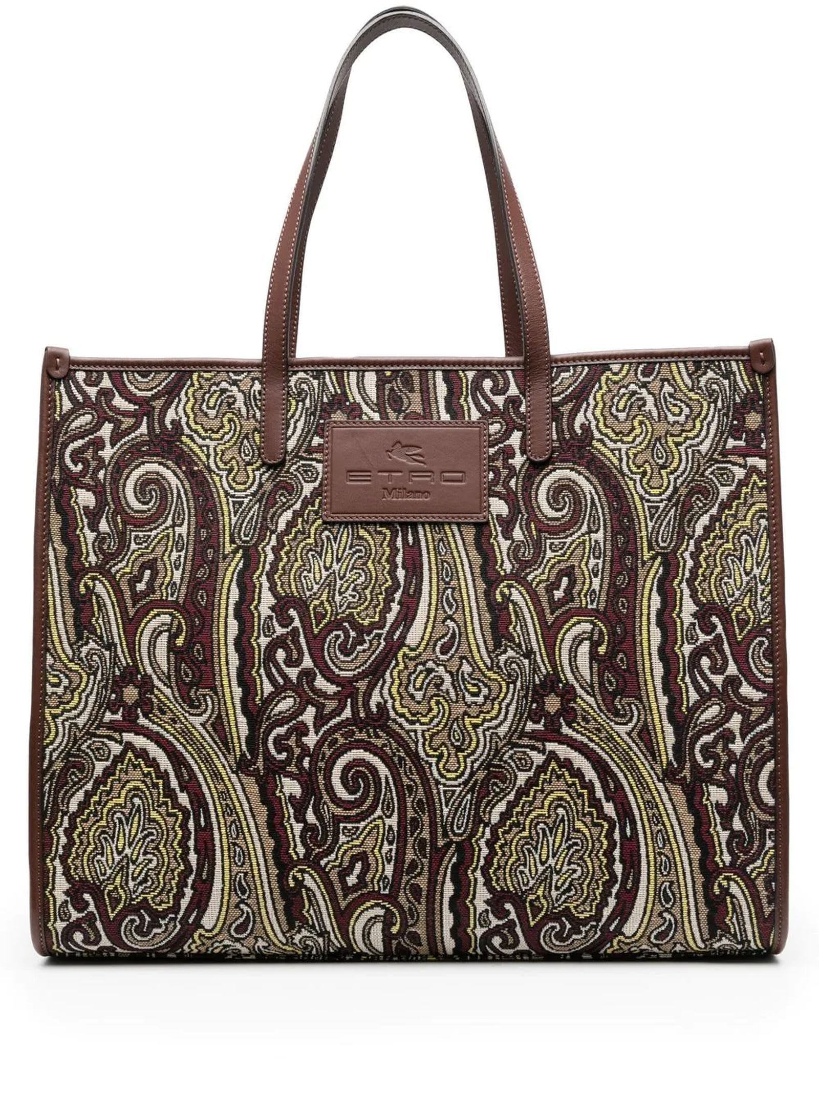 Etro Shopping Bag In Iconic Paisley Jacquard Fabric