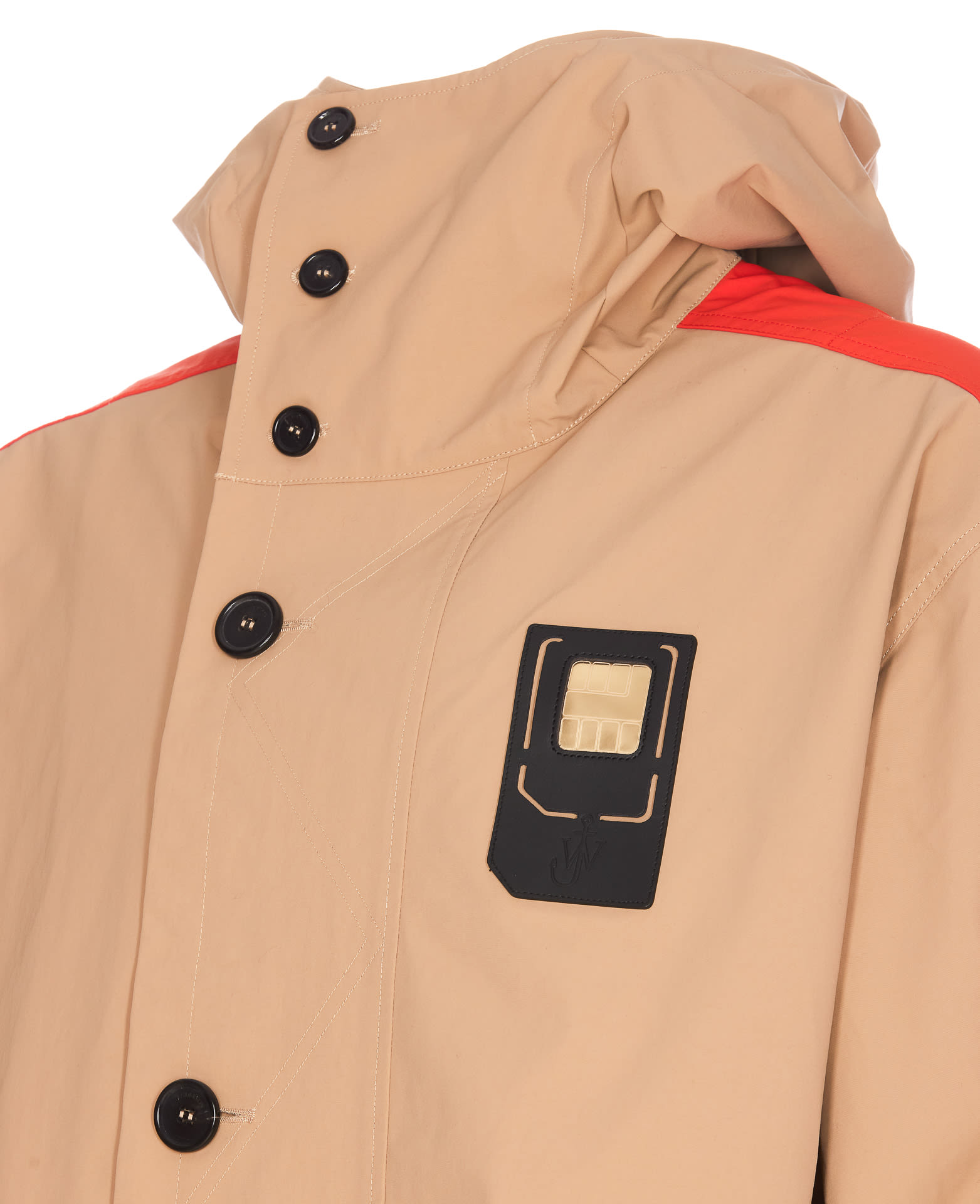 Shop Jw Anderson Long Colour Block Parka In Beige