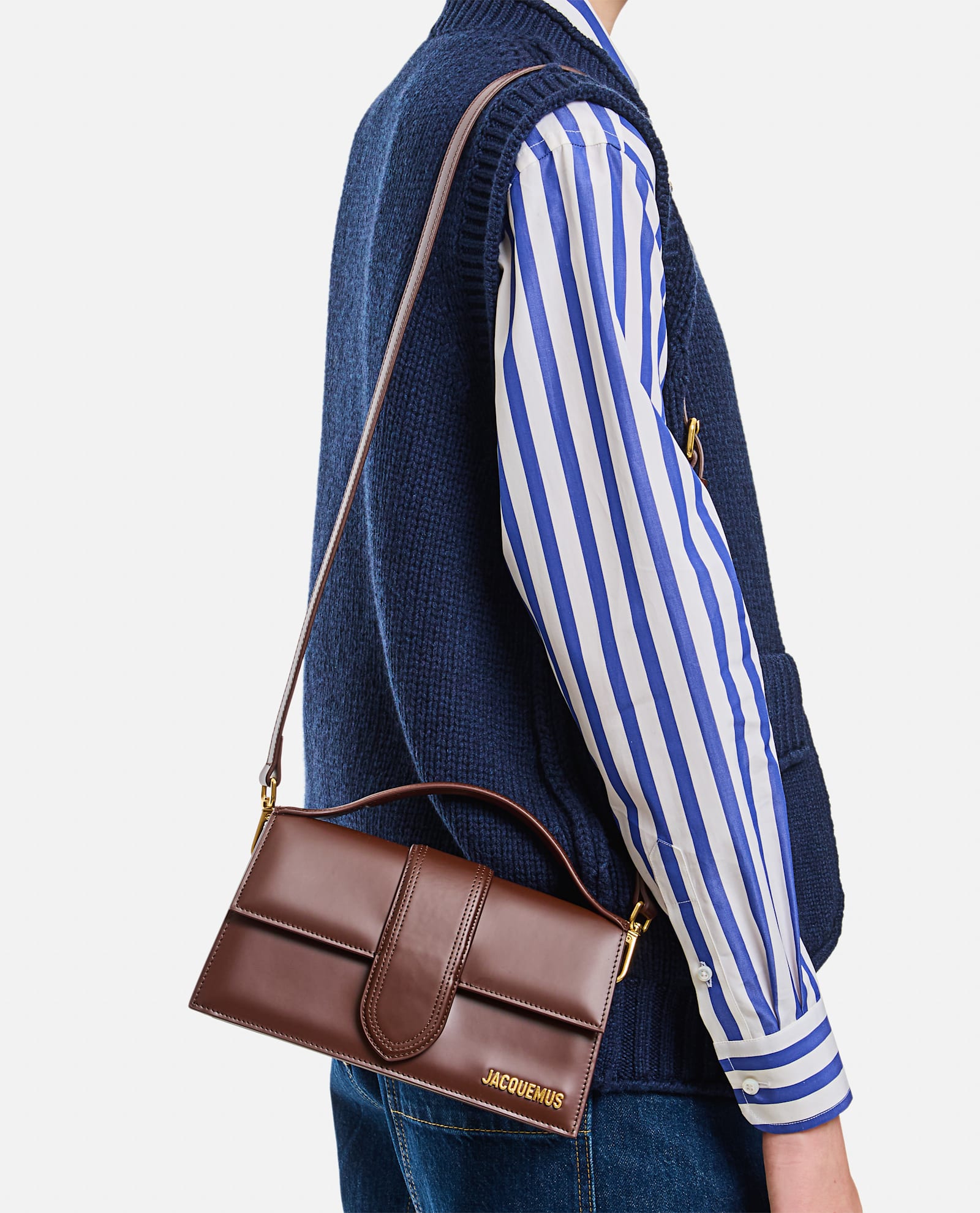 Jacquemus Women Le Bambino Long Leather Shoulder Bag In Brown