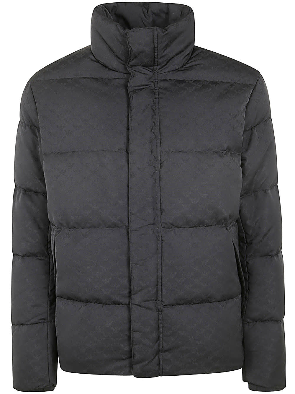 Shop Emporio Armani Down Jacket In Black Jacquard Water