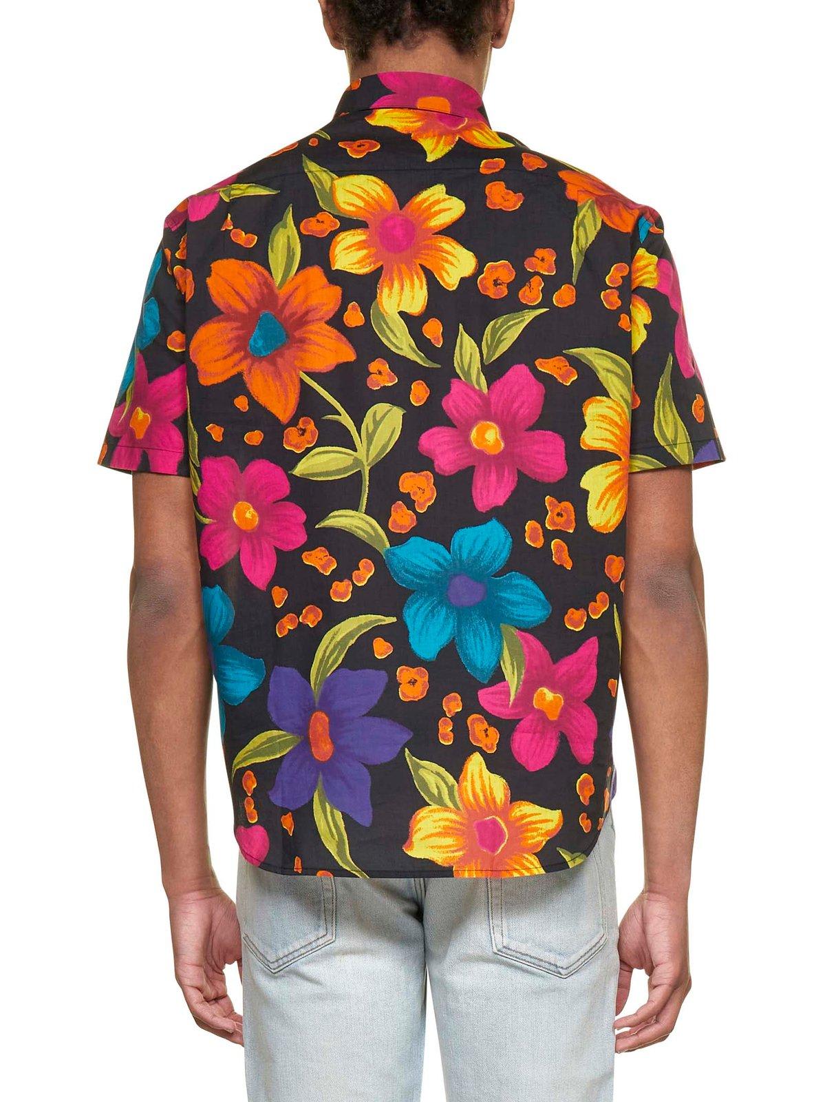 Shop Saint Laurent Floral Printed Short-sleeved Shirt In Multicolour