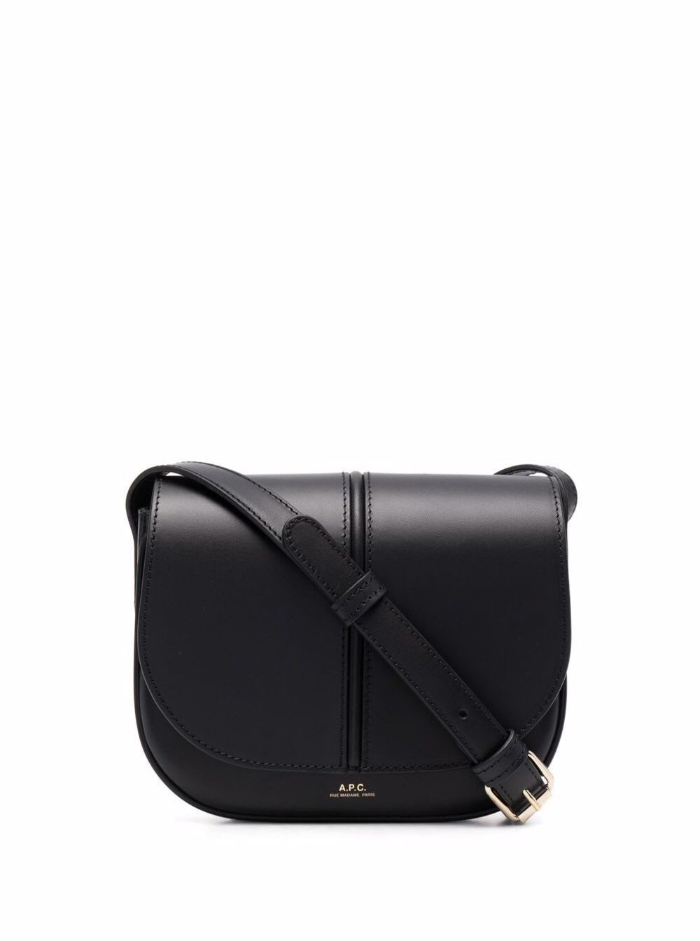 Shop Apc Betty Crossbody Bag In Black Leather With Logo Woman
