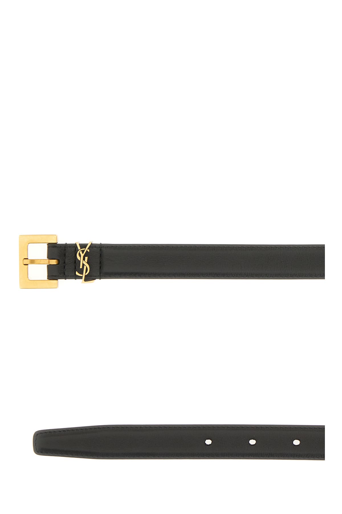 Saint Laurent Black Leather Belt In Black