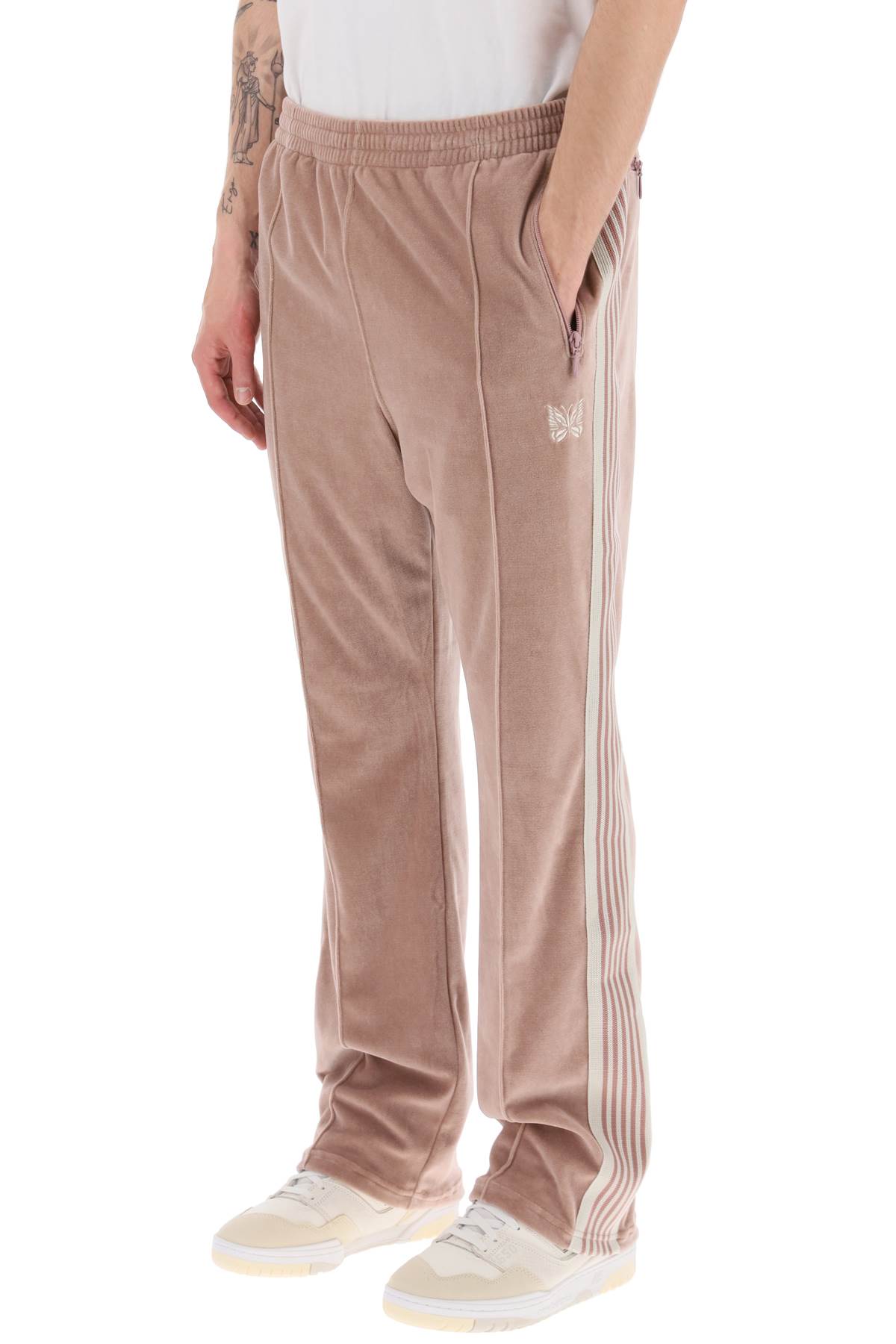 Velour Narrow Track Trouser In Old Rose