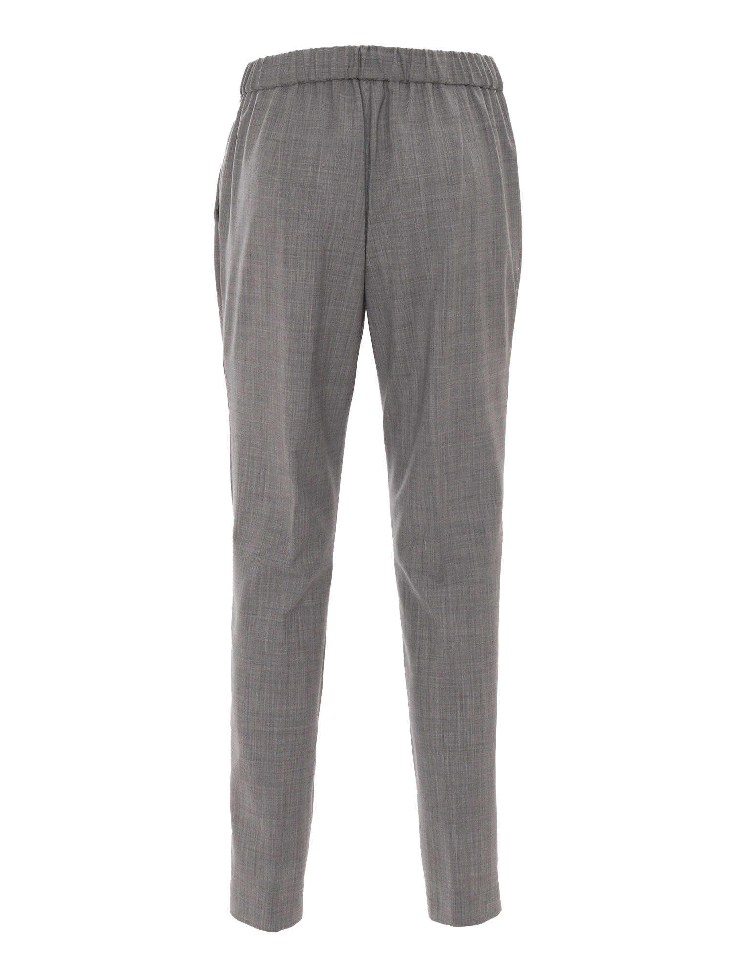 Fabiana Filippi Bistretch Wool Pleated Jogging Trousers With Filo Diamante In Grey