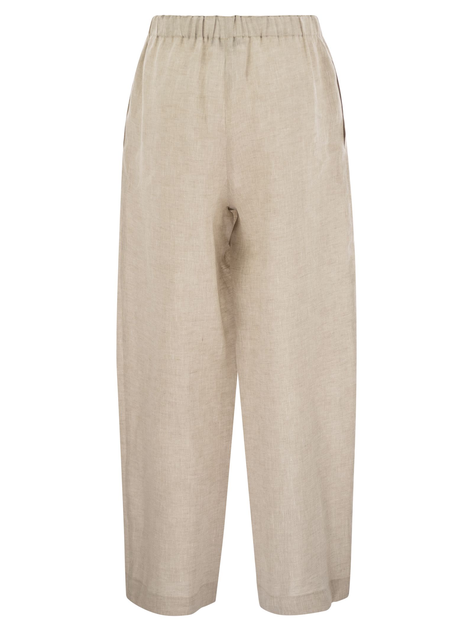 Shop Fabiana Filippi Linen Trousers In Greige