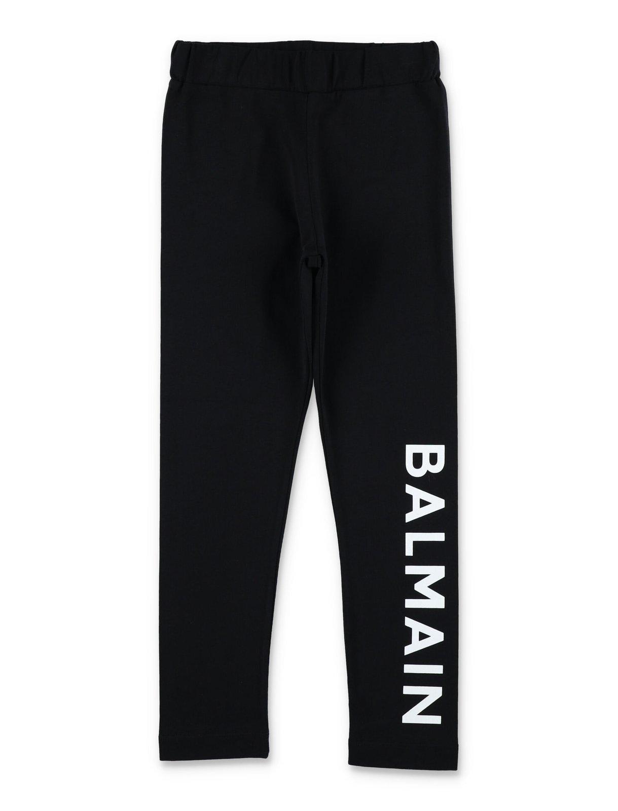 Balmain Little Girl's & Girl's Logo Leggings In Black/white