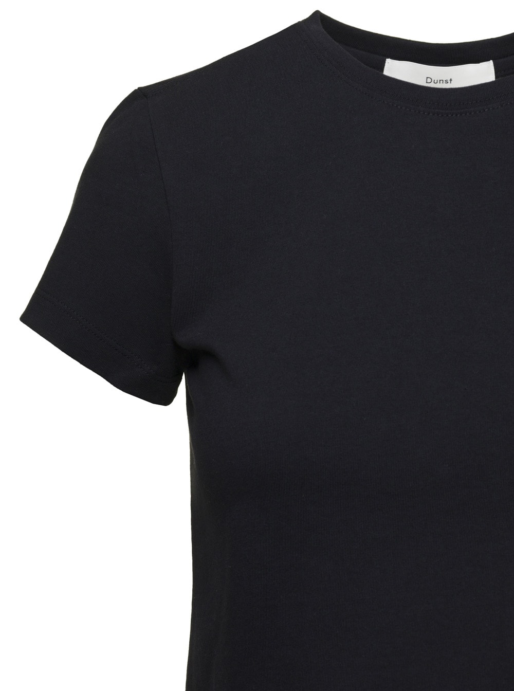 Shop Dunst Black Crewneck Cropped T-shirt In Cotton Woman