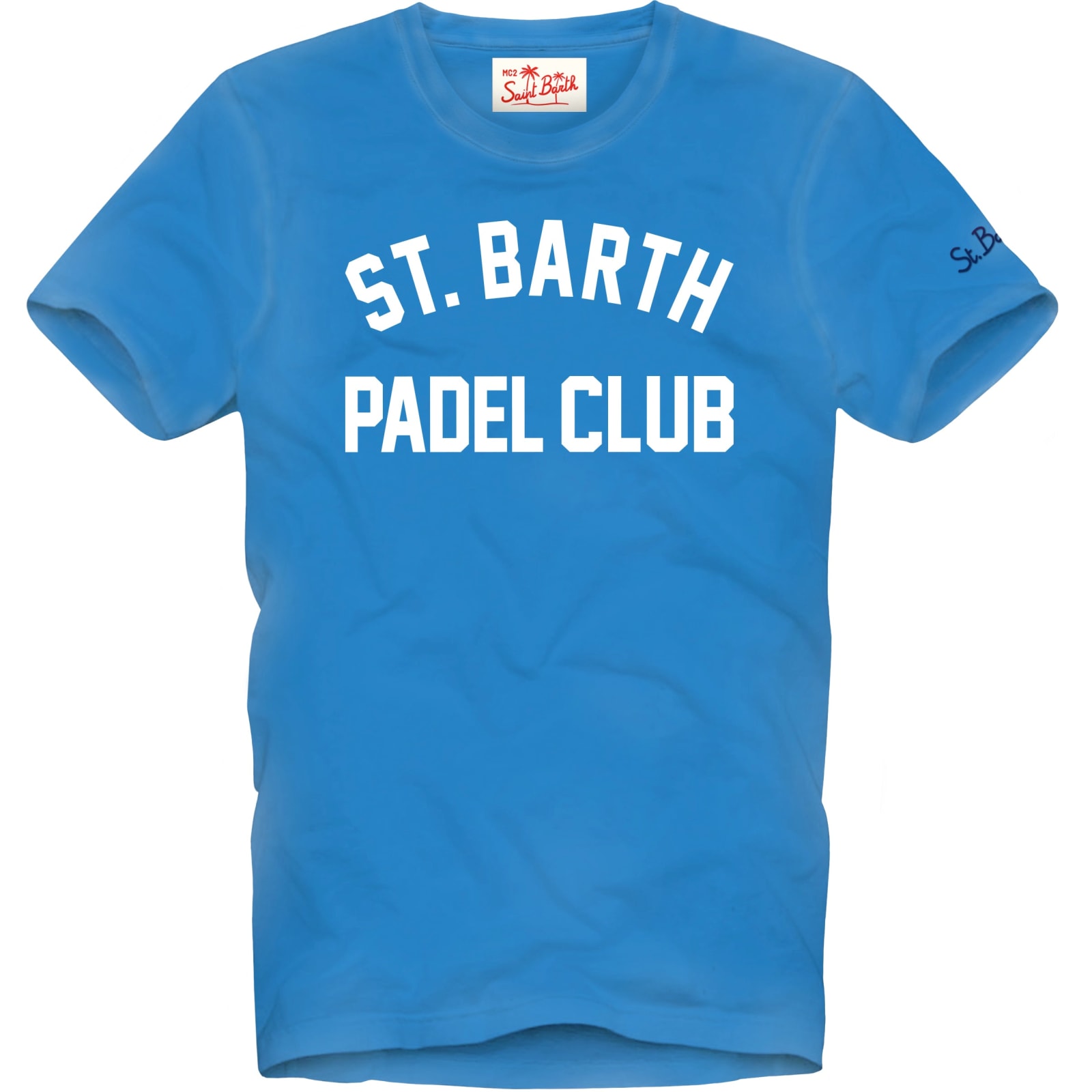 MC2 Saint Barth Man Bluette T-shirt With St. Barth Padel Club Print