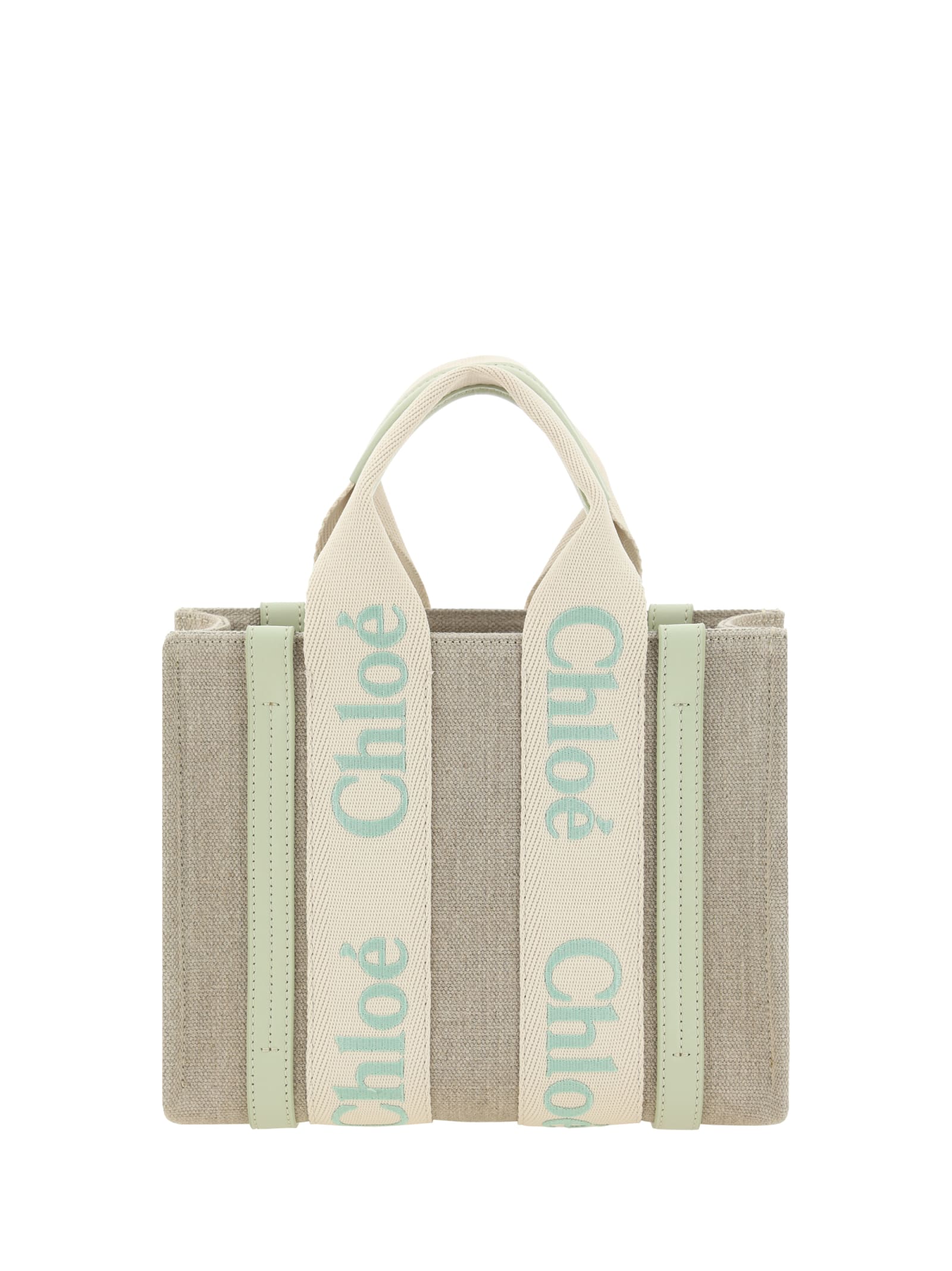 Shop Chloé Woody Handbag In Light Eucalyptus