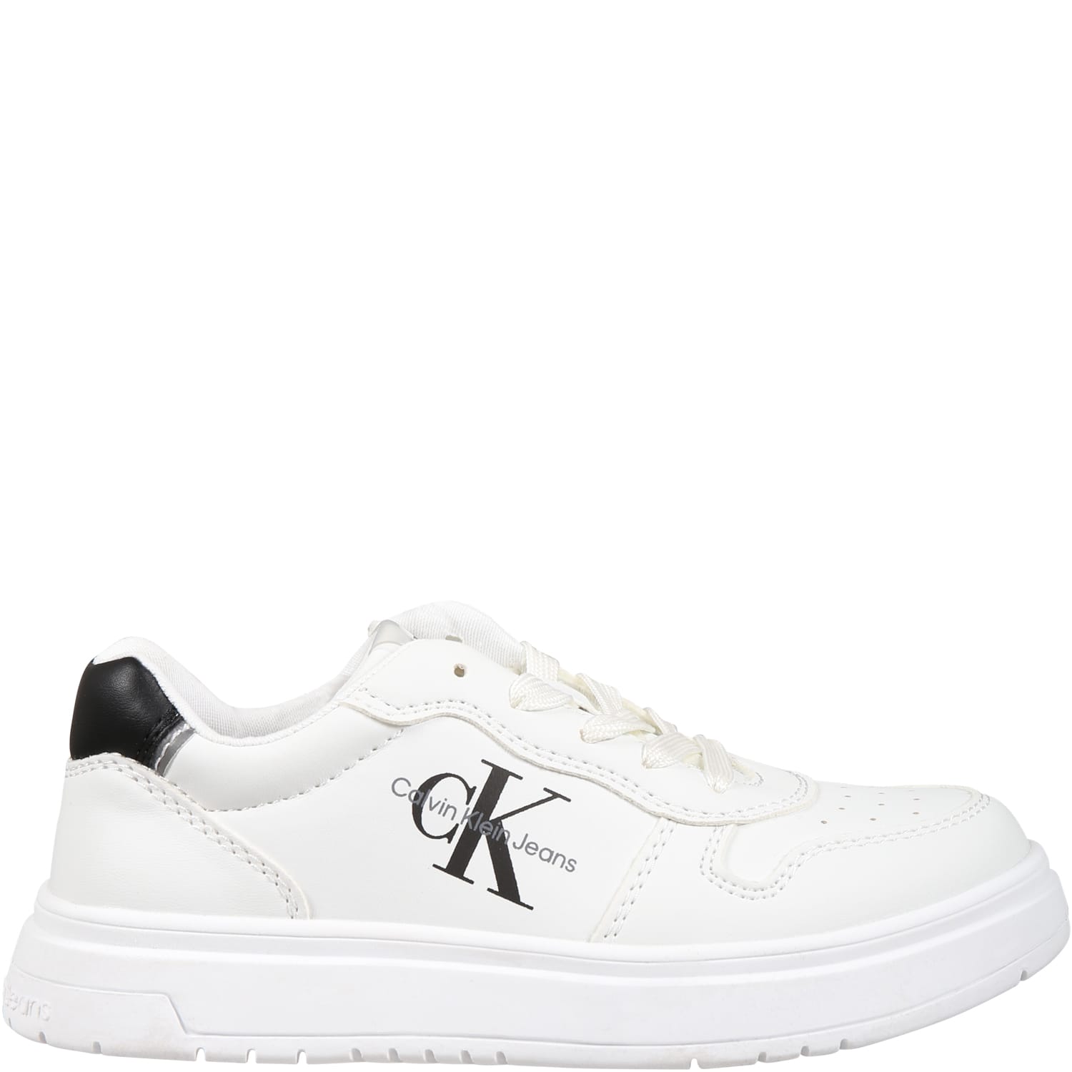 Calvin Klein White Sneakers For Kids With Logo