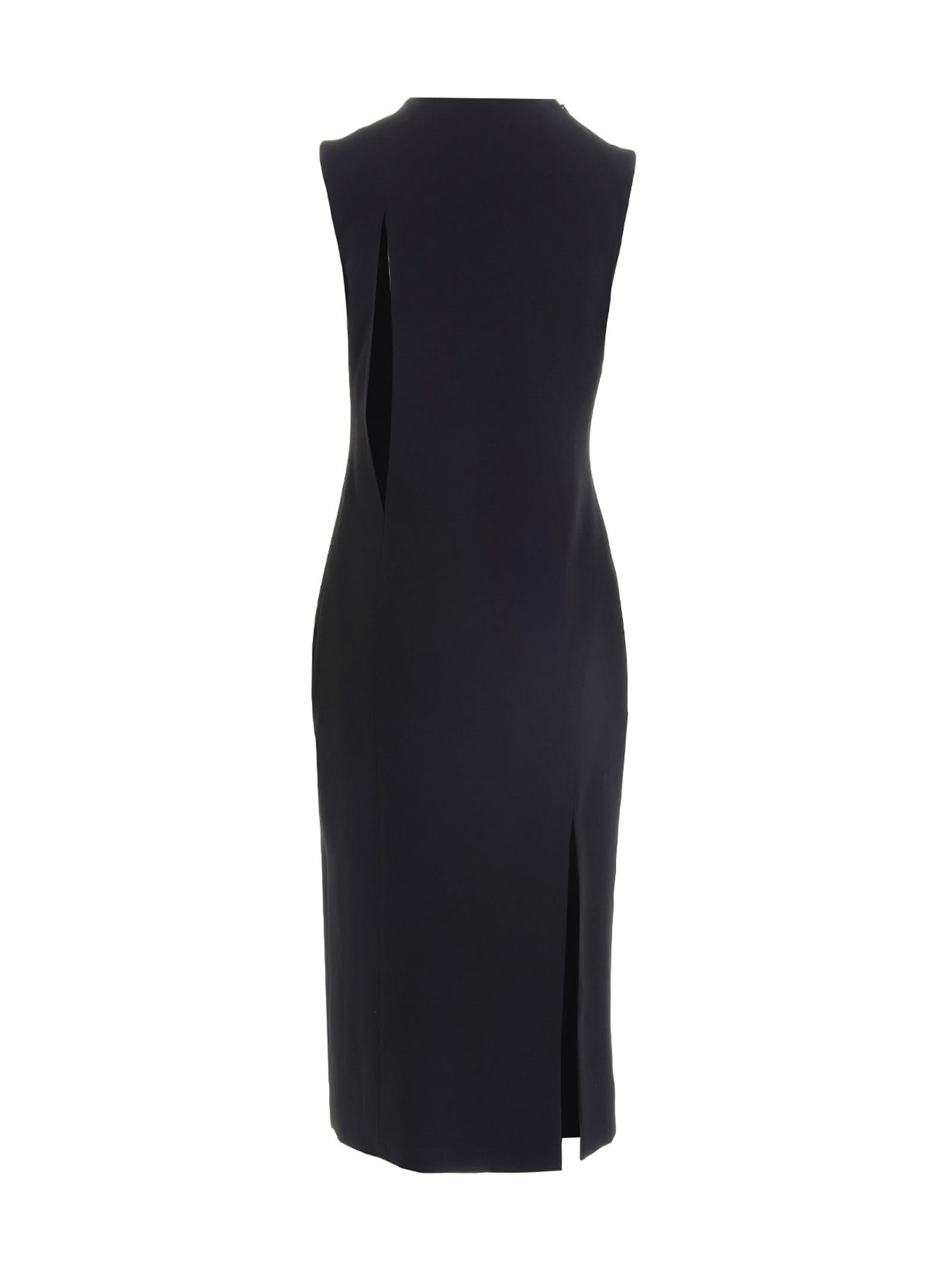 Shop Versace Cut Out Midi Dress In Black