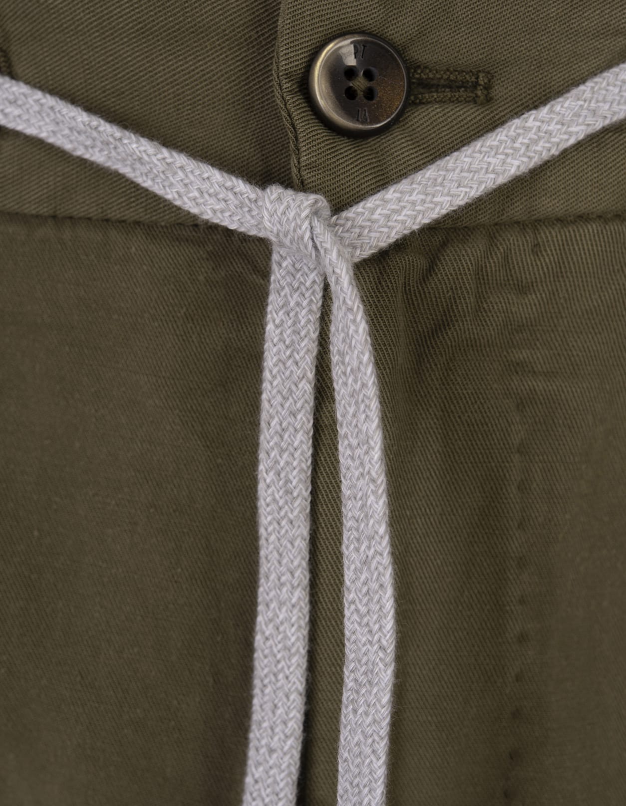 Shop Pt01 Military Green Linen Blend Soft Fit Trousers