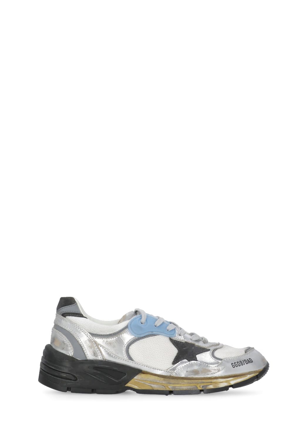 Golden Goose Mesh And Silver Laminated Leather Sneakers With Star In Multi