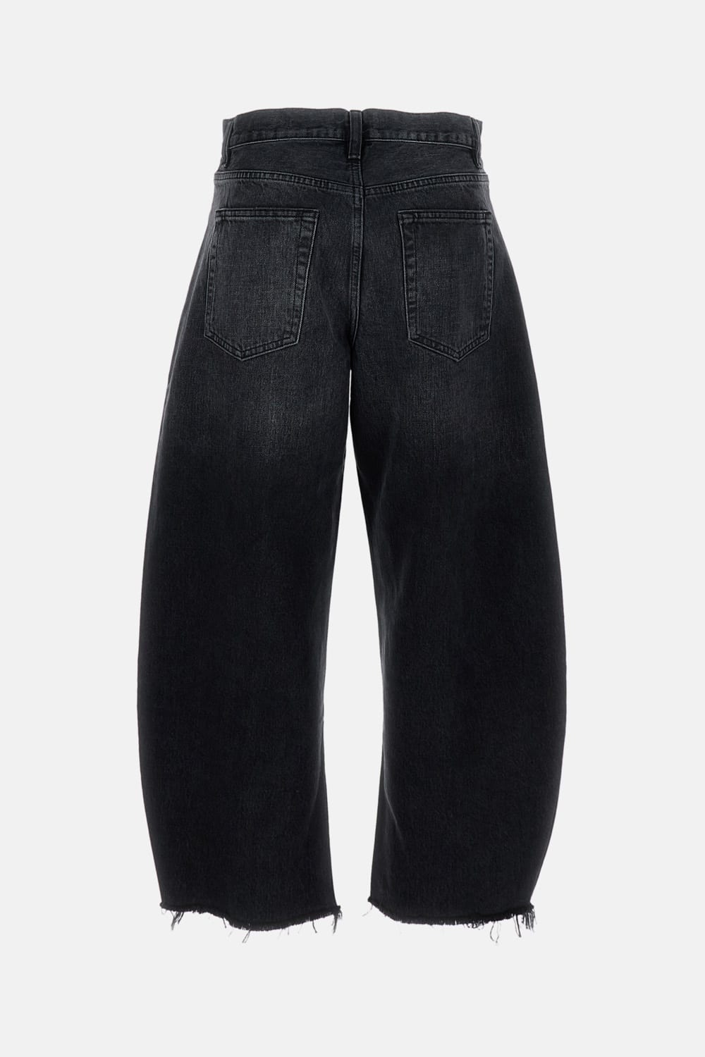 Frame Womens Bubble Barrel-leg Cropped Denim Jeans Limitless Raw Fray In Black