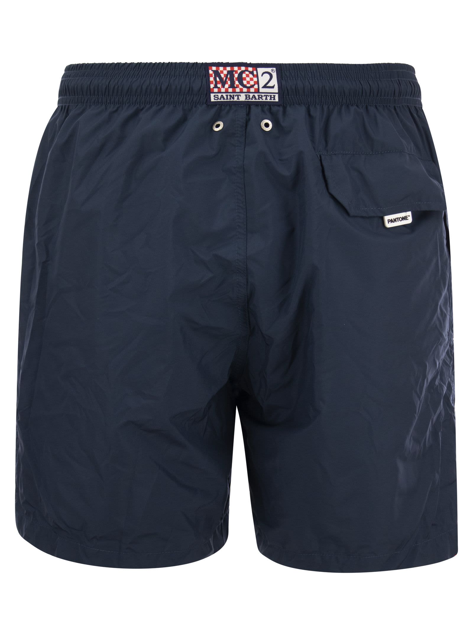 Shop Mc2 Saint Barth Beach Boxer Shorts In Lightweight Fabric In Navy Blue