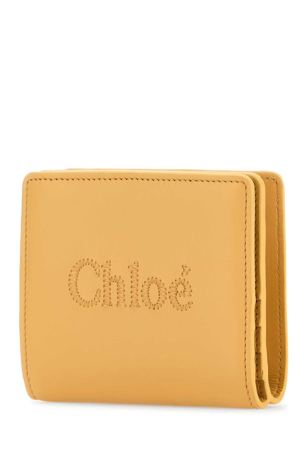 Shop Chloé Peach Leather Wallet In Honeygold