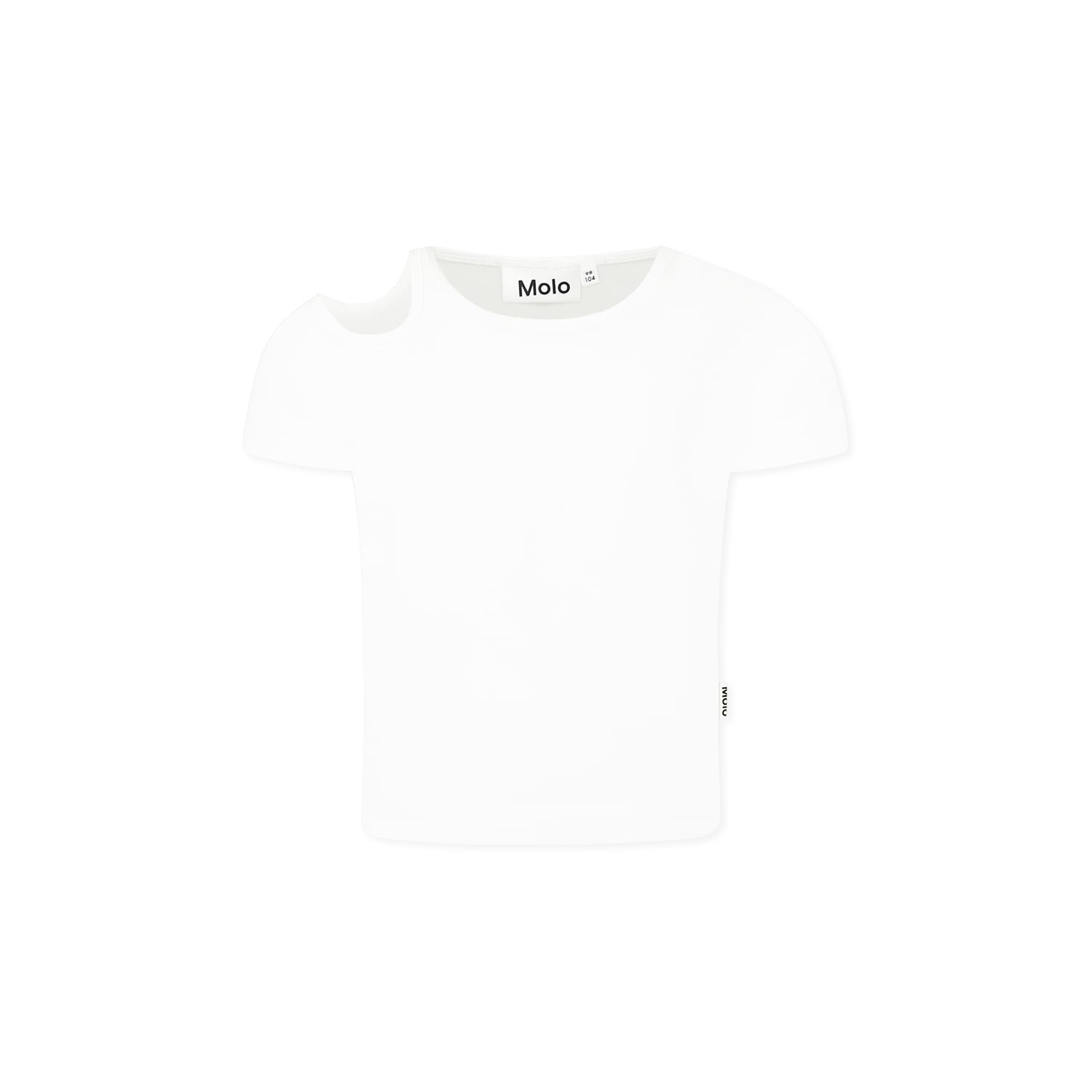 Molo White T-shirt For Girl In White