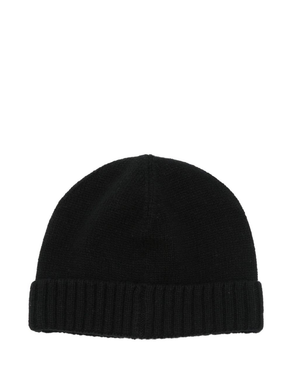 Borsalino Cashmere Ribbed Beanie Turn-up Brim In Black