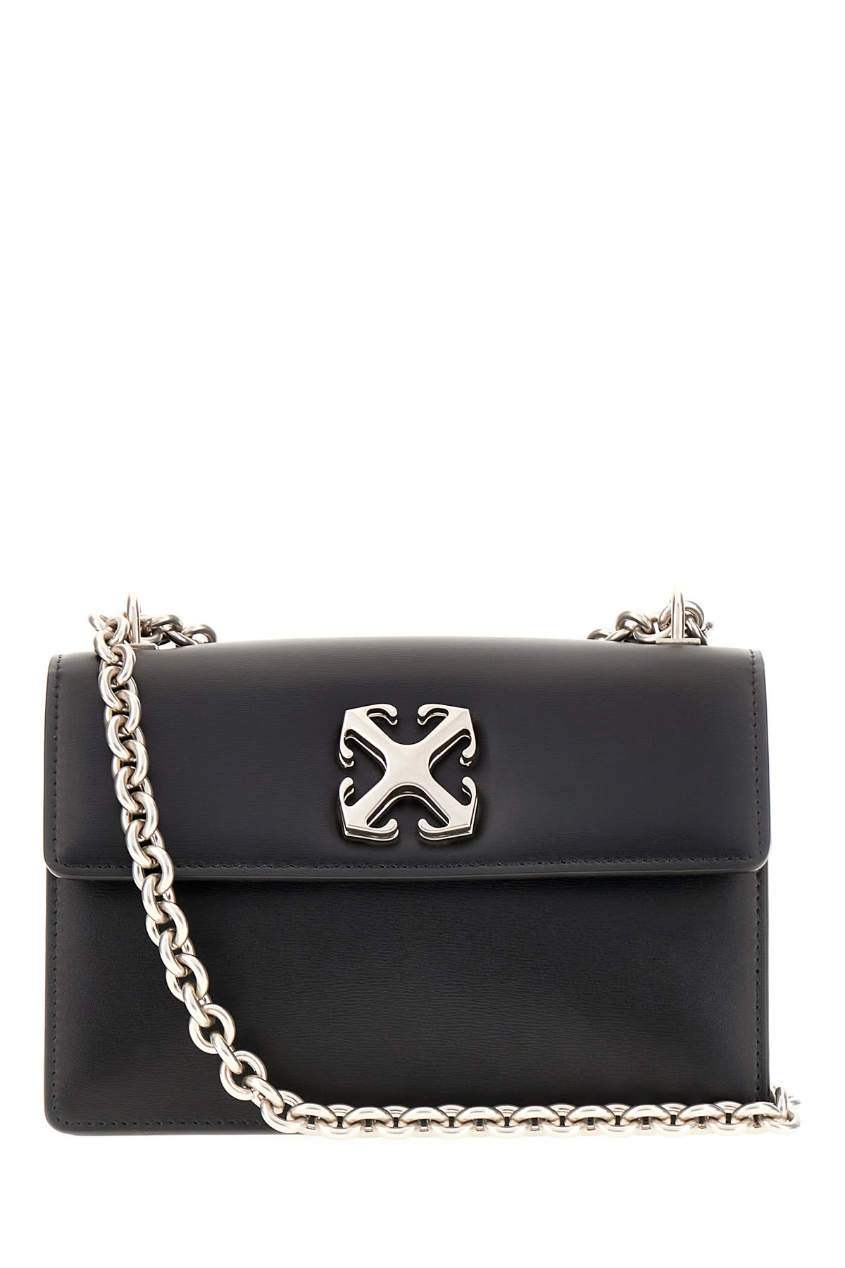 Shop Off-white Black Leather Jitney 2.0 Crossbody Bag In 1072