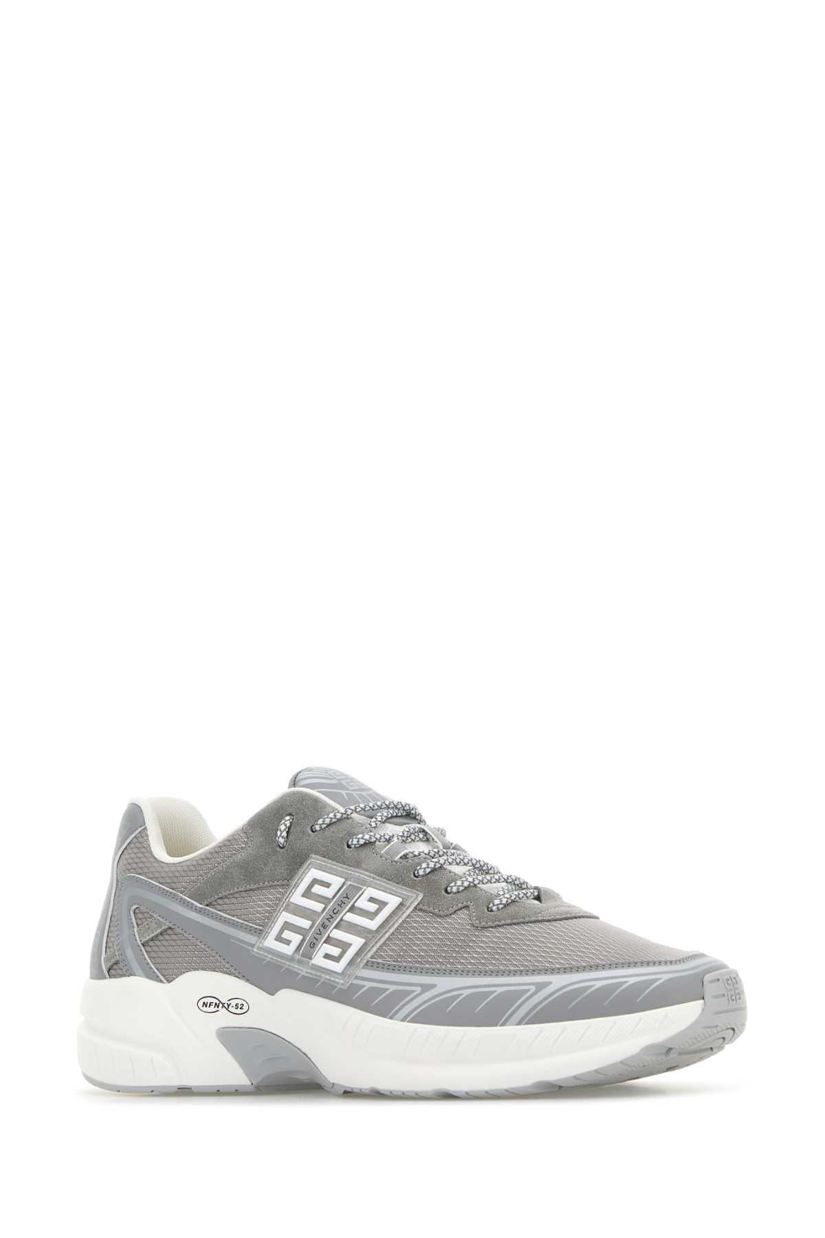 Shop Givenchy Light Grey Suede And Mesh Nfnty-52 Sneakers In Lightgrey