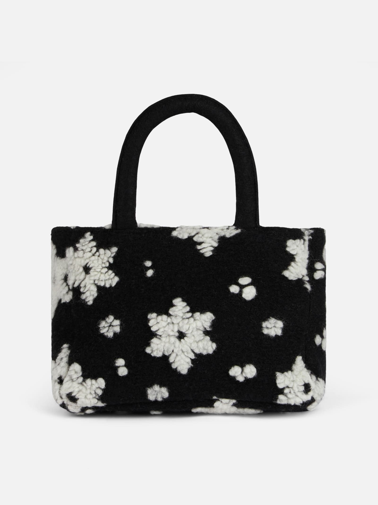 Mc2 Saint Barth Soft Wooly Clarine Handbag With Snowflake Jacquard Pattern In Black