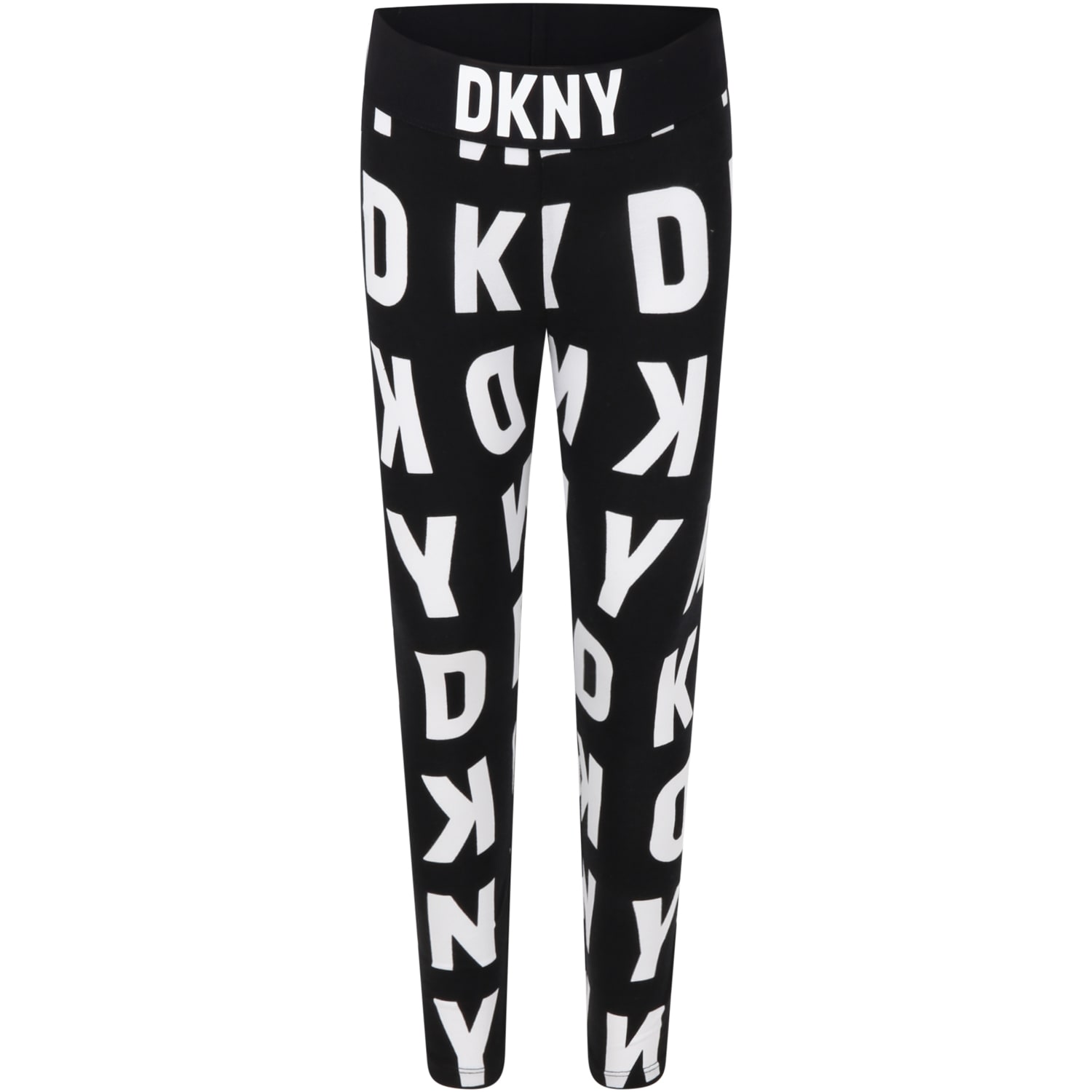 DKNY Black Leggings For Girl With Logos