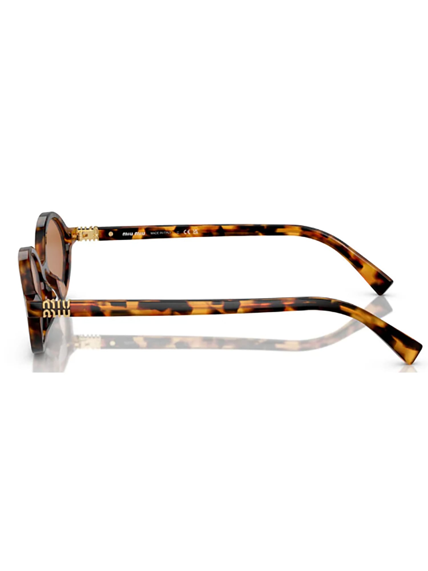 Miu Miu Tortoiseshell-effect Oval-frame Sunglasses