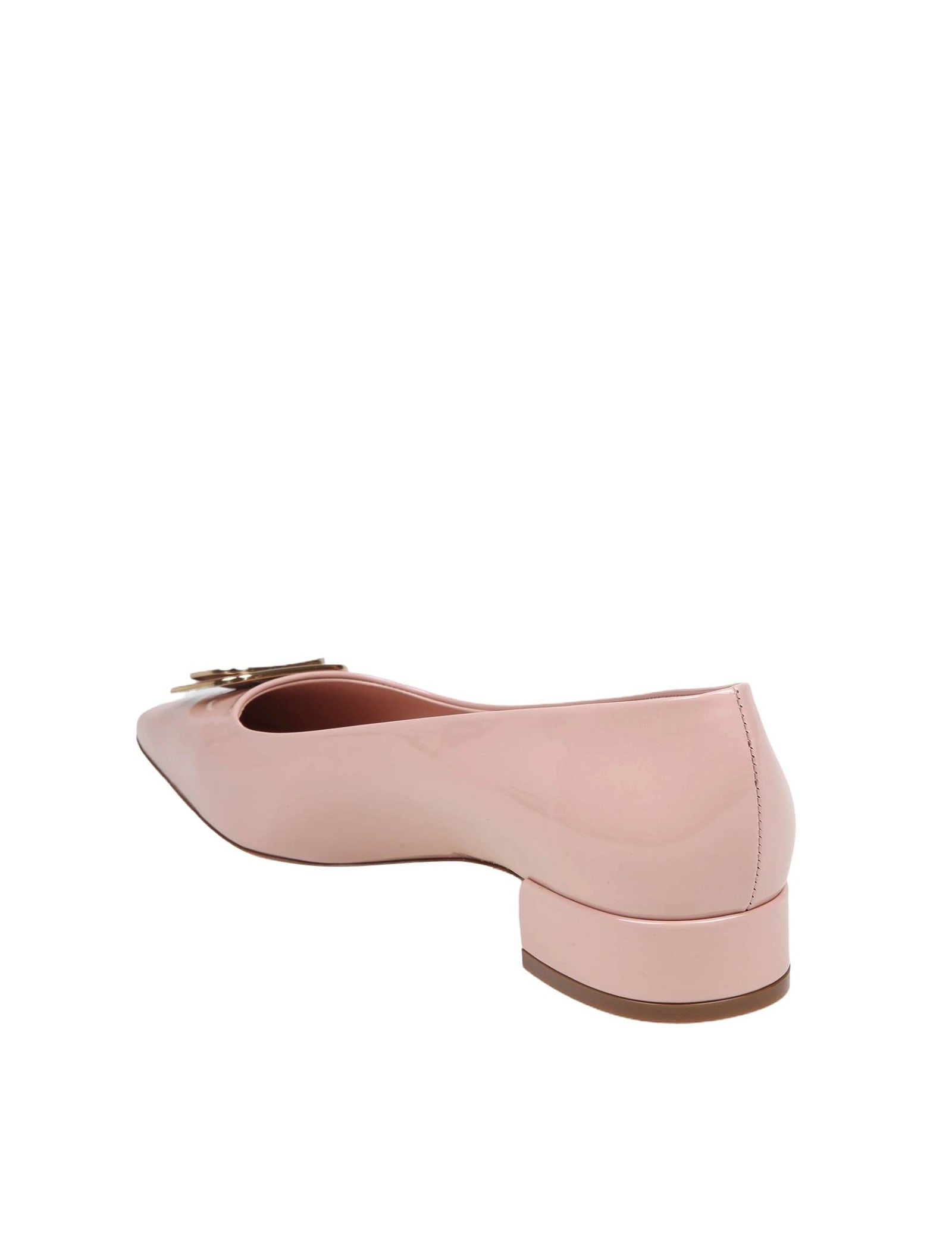 Shop Ferragamo Venera Ballerina In Pink Paint Leather In Rose