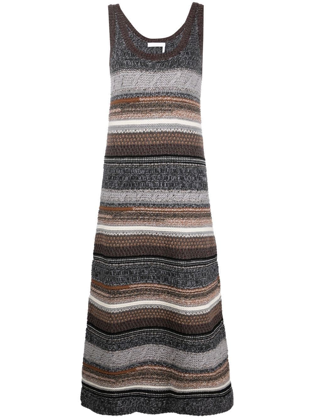 Chloé Sleeveless Chunky Striped Knitted Maxi Dress In Multicolour