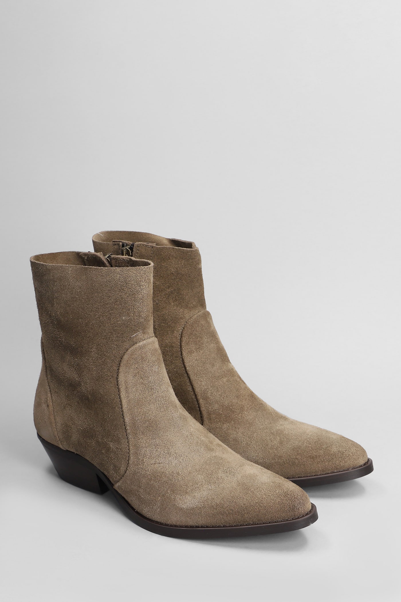 Shop Julie Dee High Heels Ankle Boots In Brown Suede