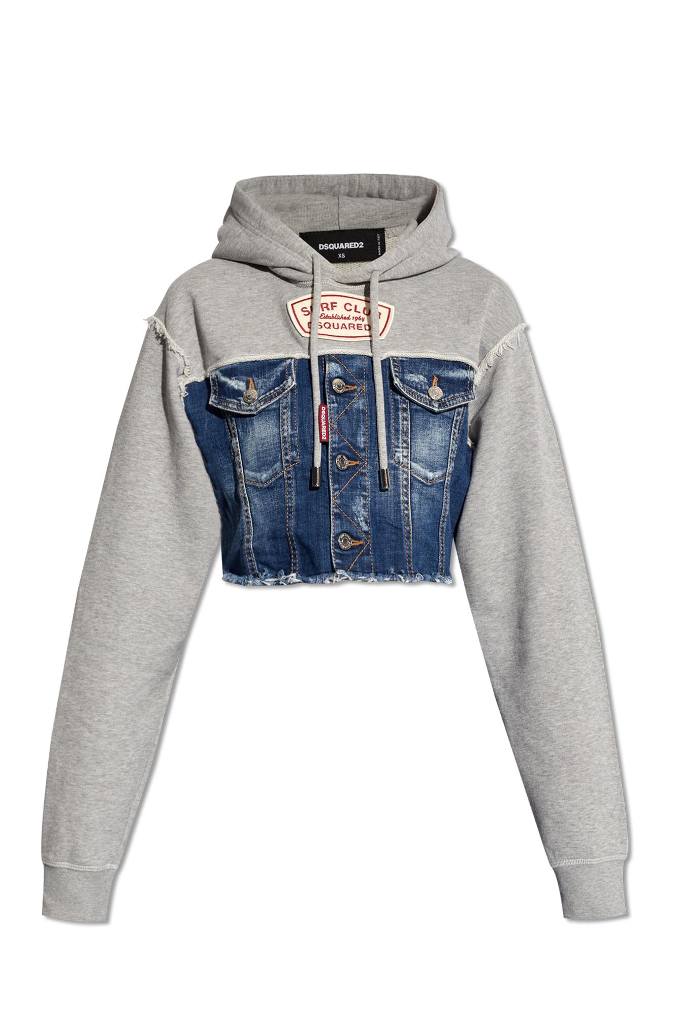Shop Dsquared2 Panelled Hoodie In Denim