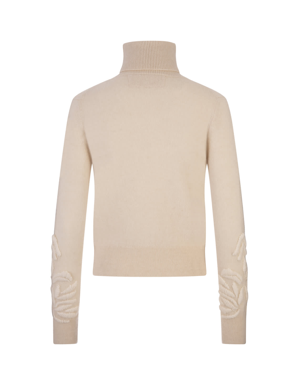 Shop Ermanno Scervino Beige Cashmere Turtleneck With Embroidery In Brown