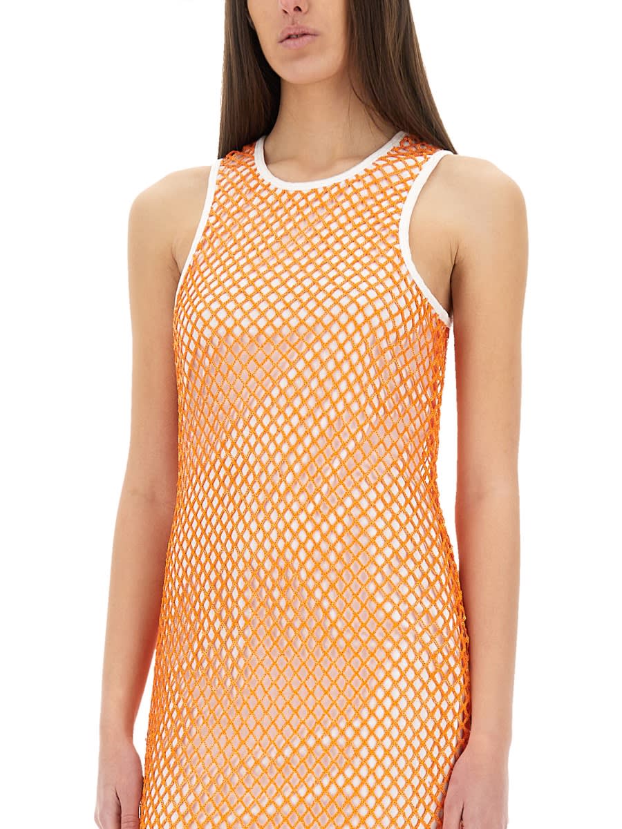 Moschino Jeans Mesh And Sequin Dress In Orange