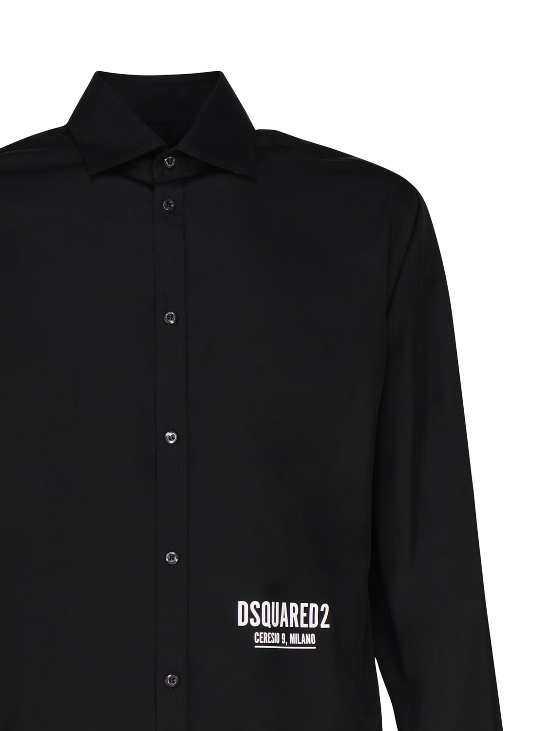 Shop Dsquared2 Cotton Shirt With Contrasting Color Logo In Black