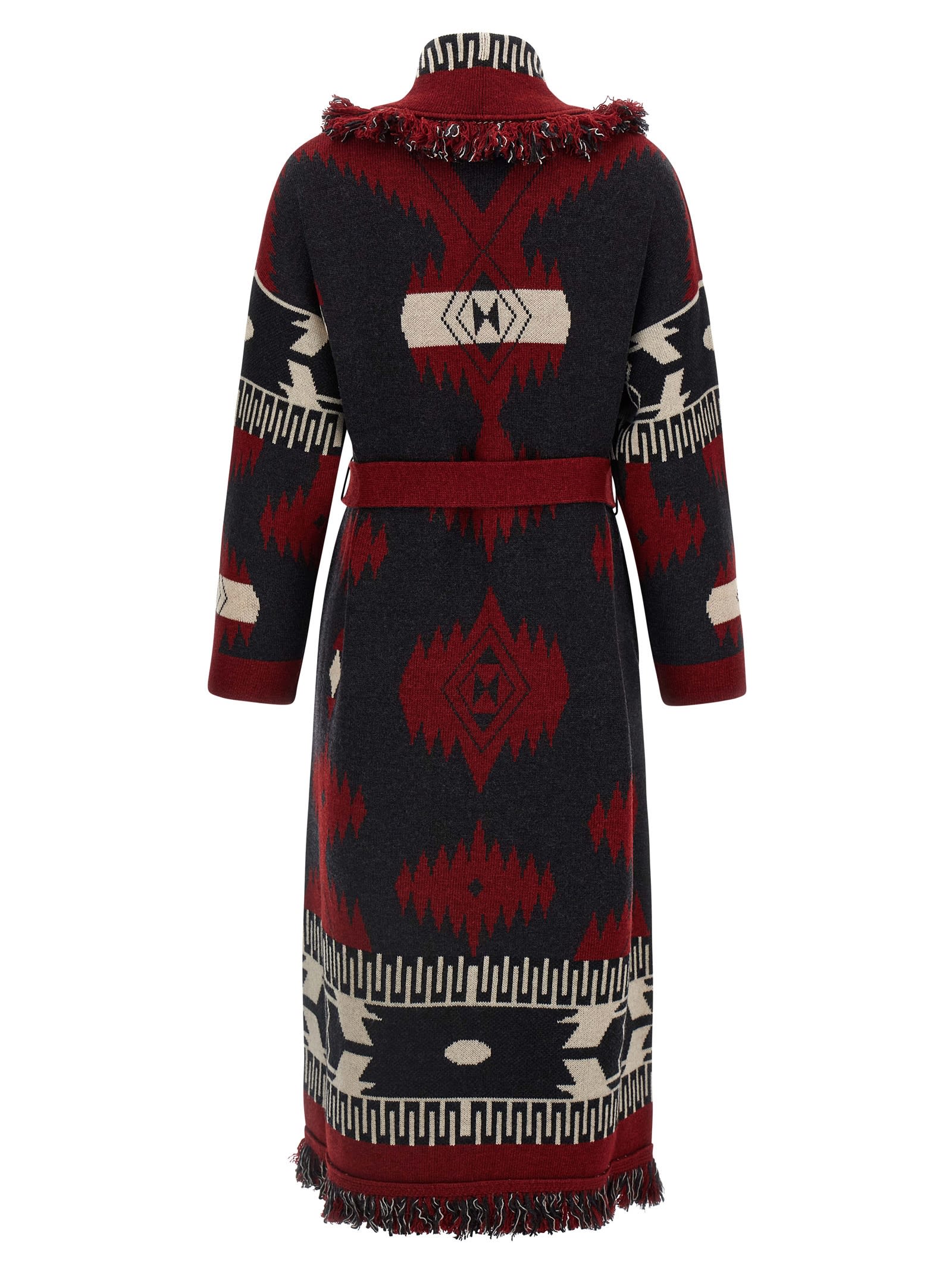 Alanui Multicolor Cardigan With Shawl Collar And Belt In Wool Woman In Multi
