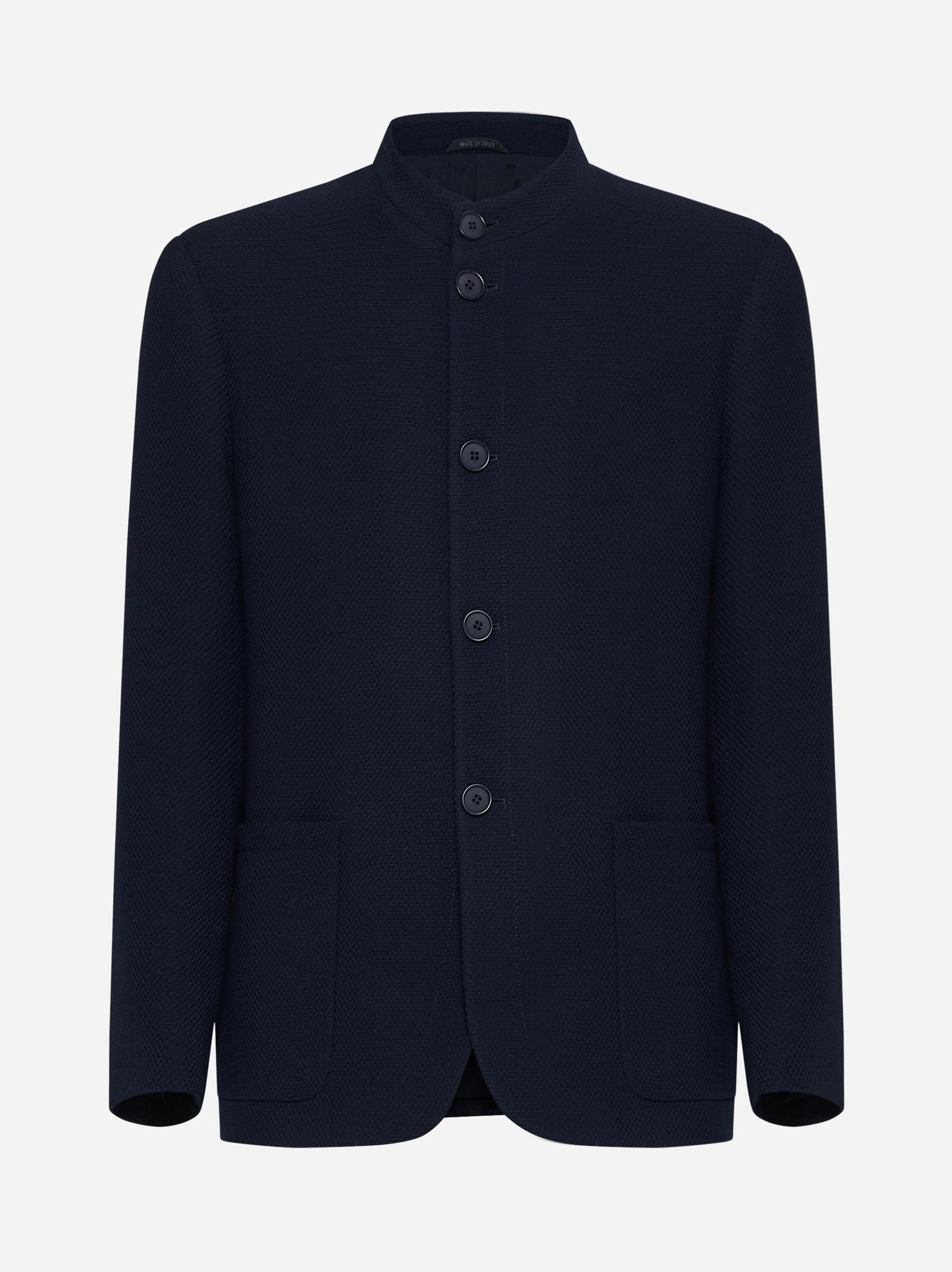 Shop Giorgio Armani Guru Wool Single-breasted Jacket In Blue