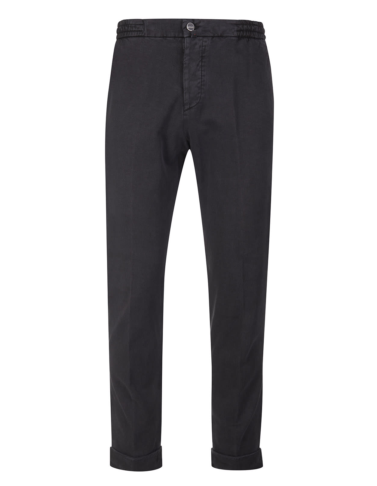 Kiton Man Classic Trousers In Navy Blue Winter Cotton