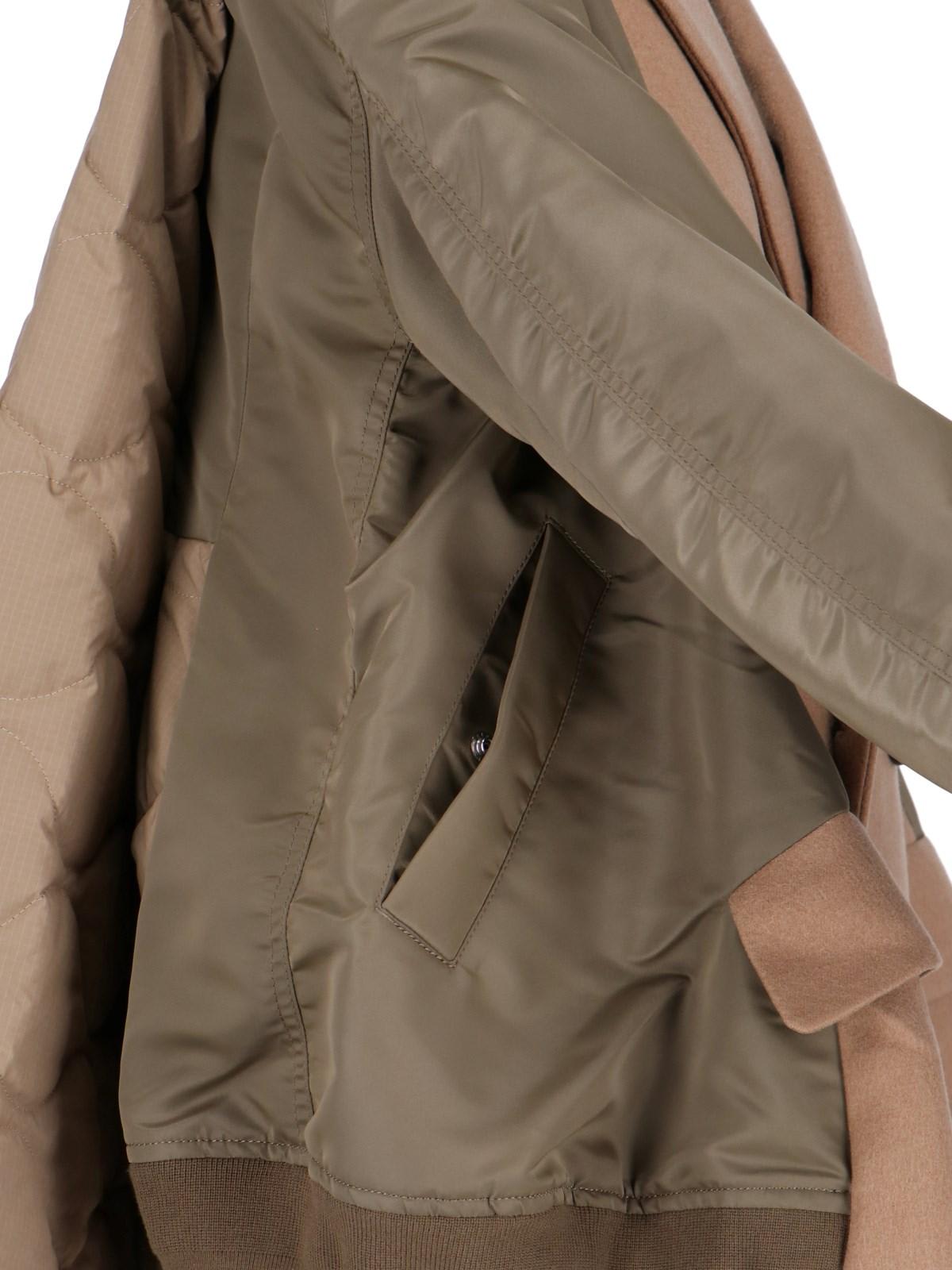 Shop Sacai Hybrid Double-breasted Blazer In 663 Beige X Khaki