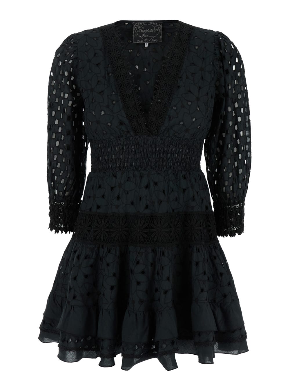 Shop Temptation Positano Embroidered Dress In Black