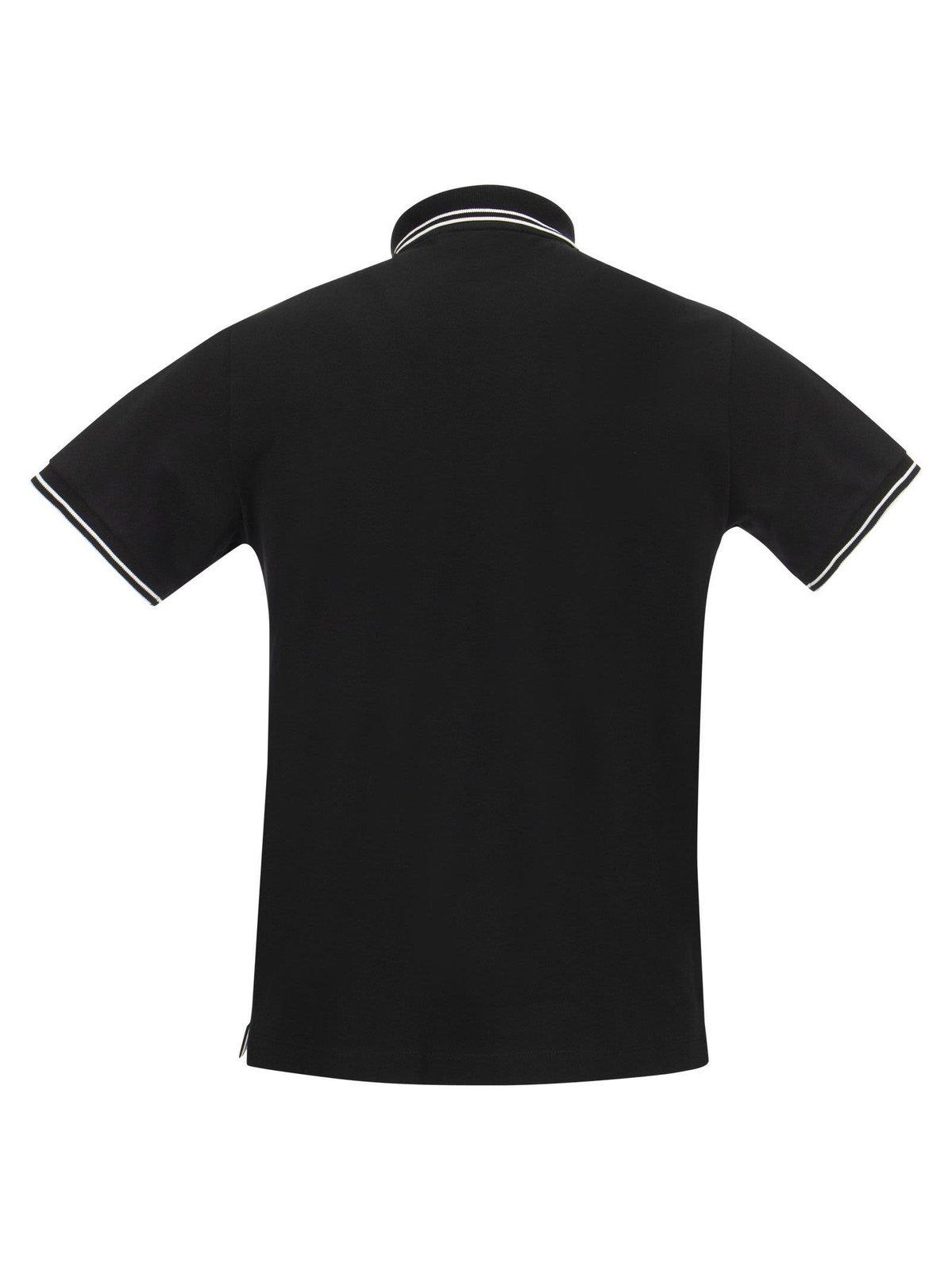 Shop Stone Island Logo Patch Short-sleeved Polo Shirt In Black