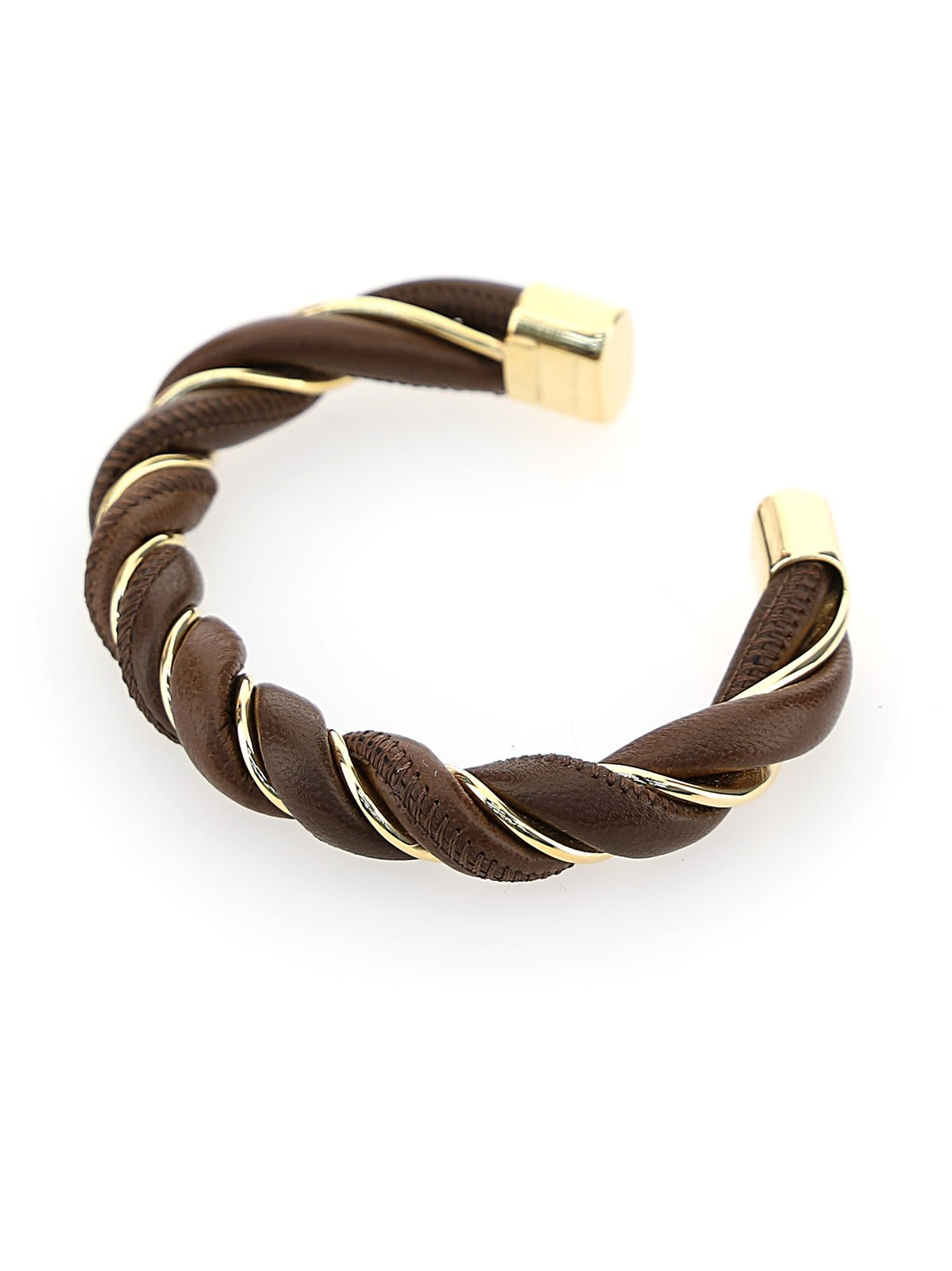 Shop Bottega Veneta Twisted Bracelet In Brown