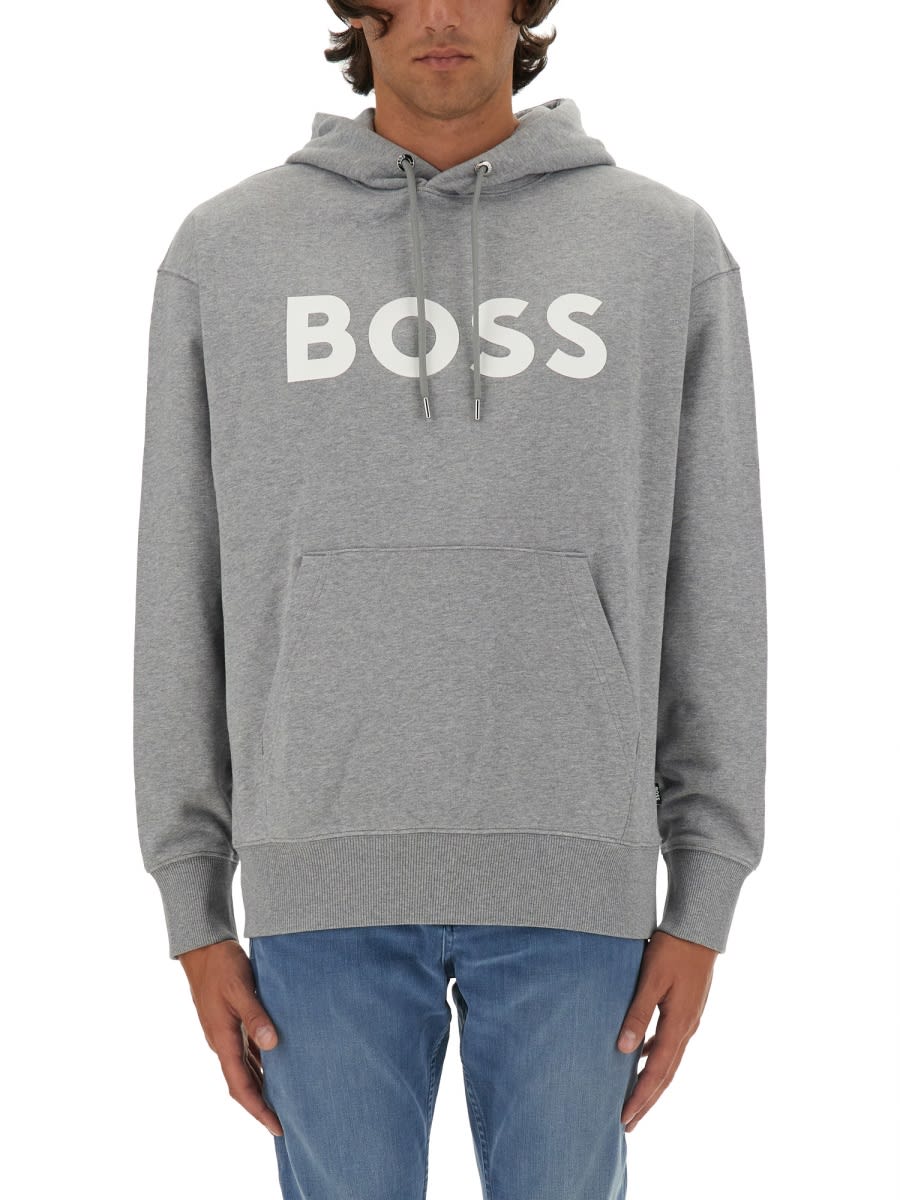 Shop Hugo Boss Sweatshirt With Logo In Grey