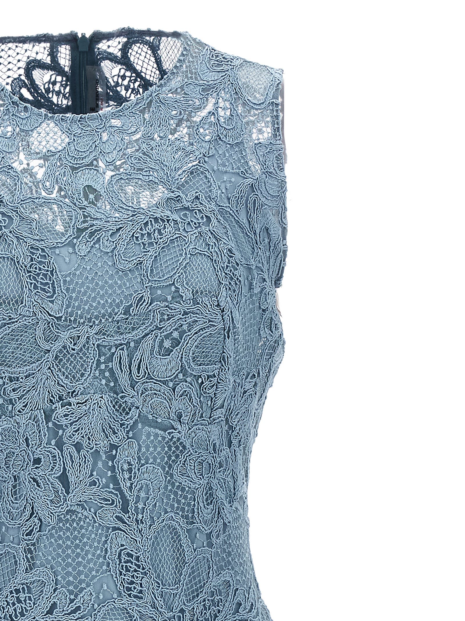 Shop Ermanno Scervino Lace Midi Dress In Light Blue