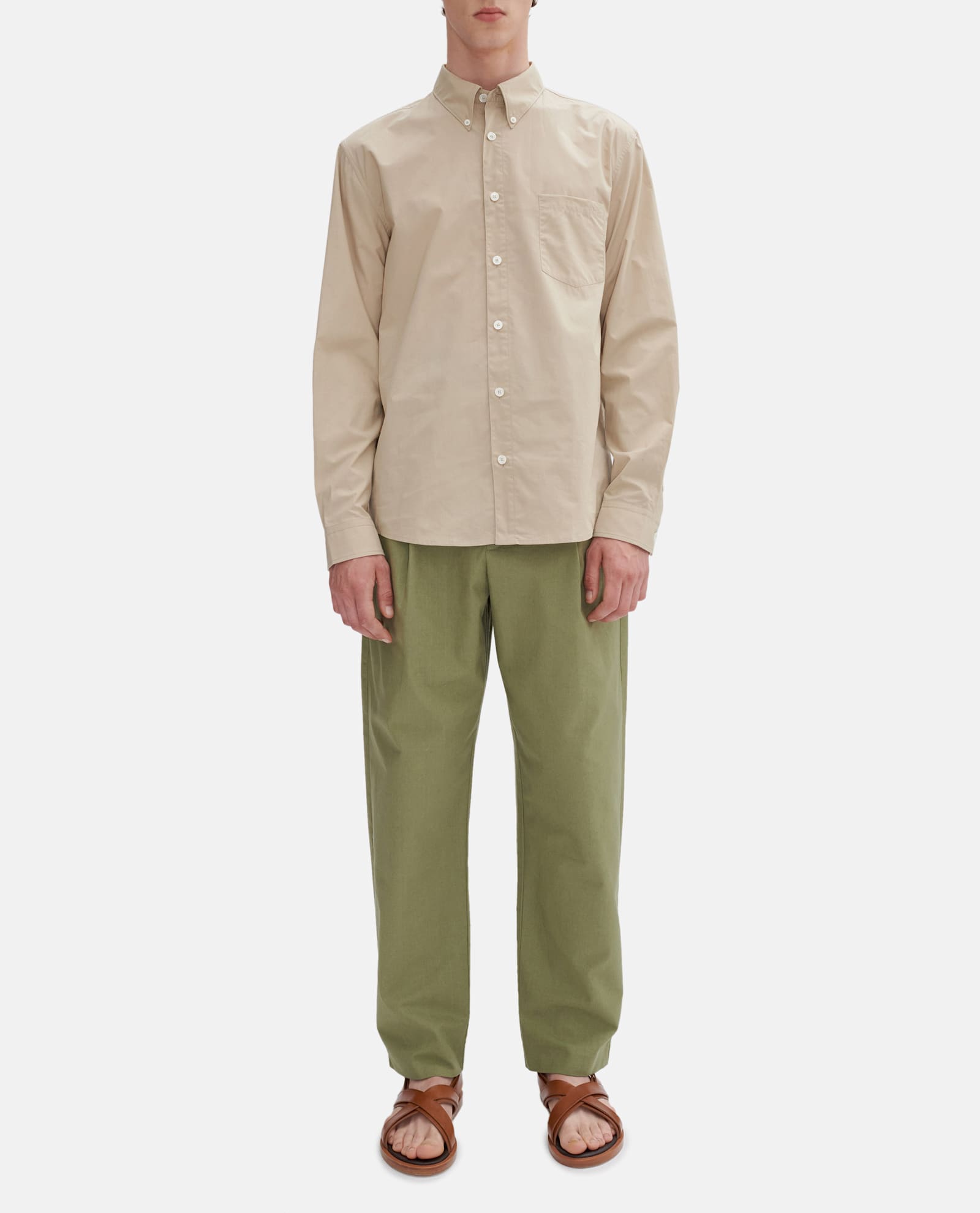 Apc A.p.c. Classic Button-down Shirt With Signature Chest Pocket In Beige