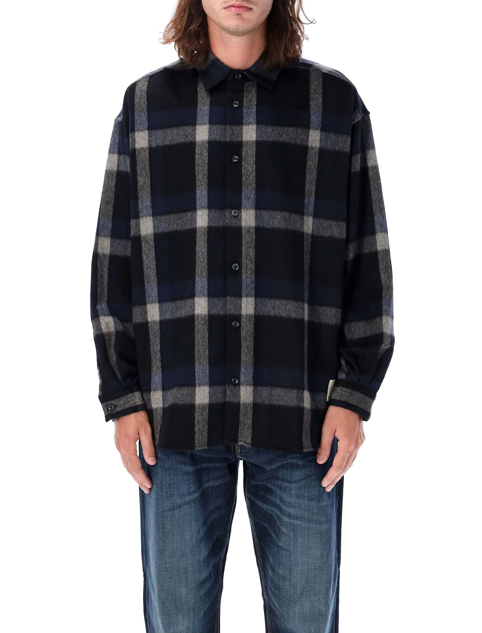 Shop Emporio Armani Plaid Wool Shirt In F929