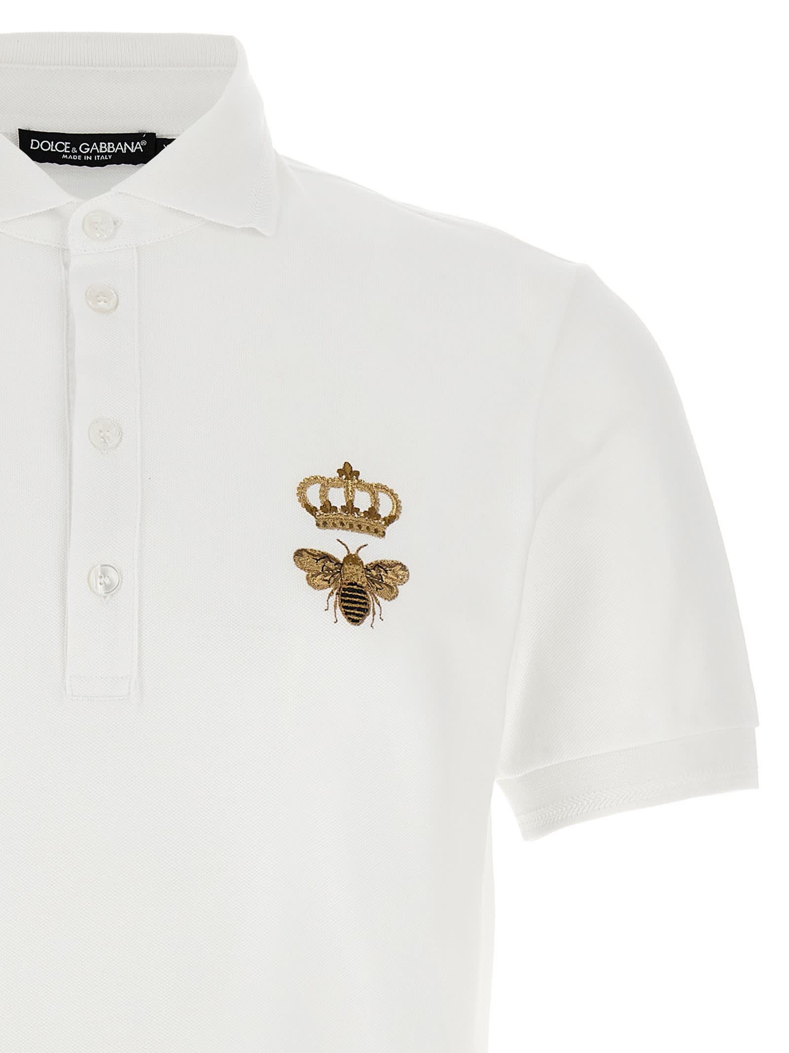 Shop Dolce & Gabbana Logo Embroidery Polo Shirt In White