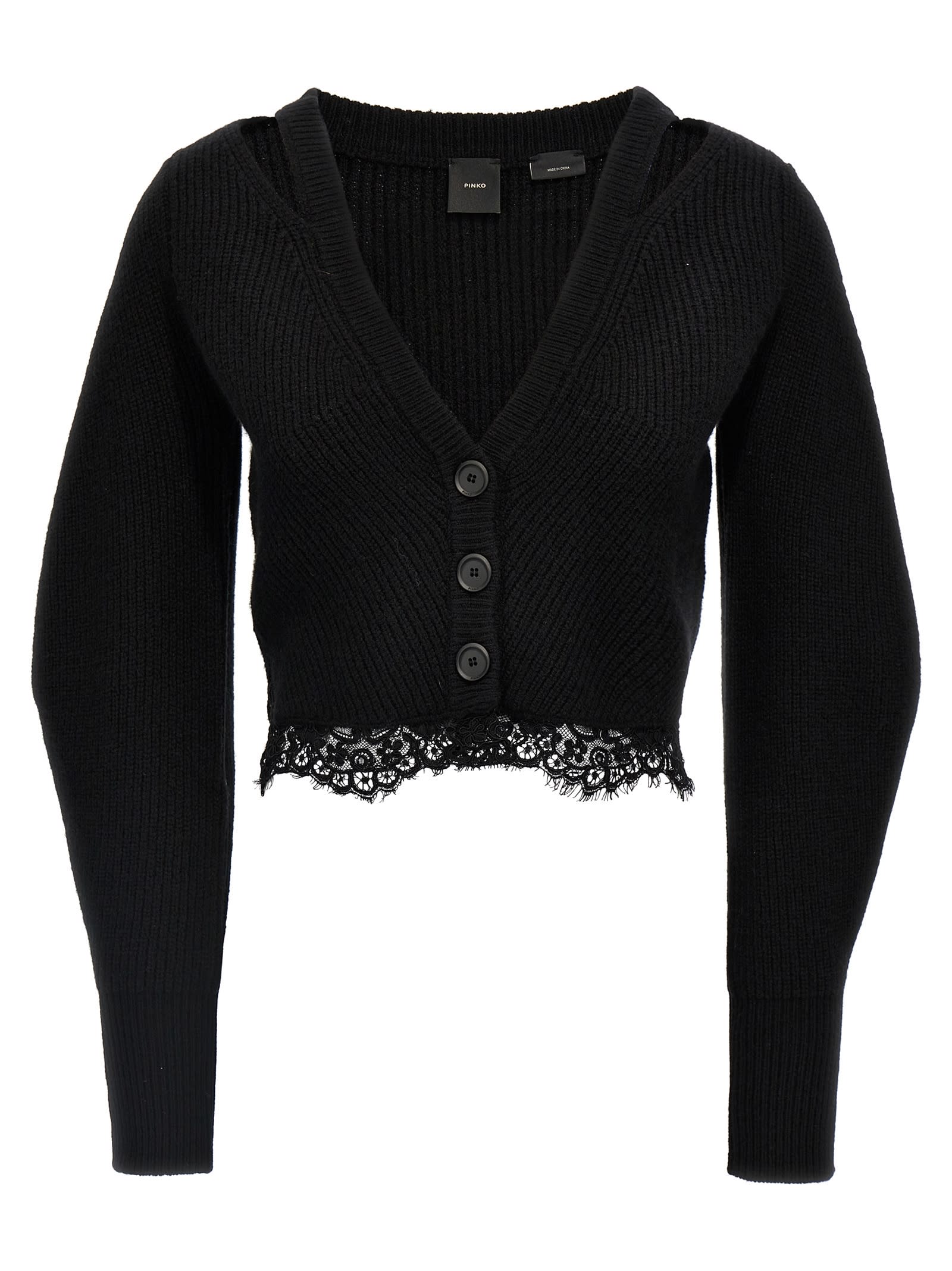 Shop Pinko Dosaggio Cropped Cardigan In Black